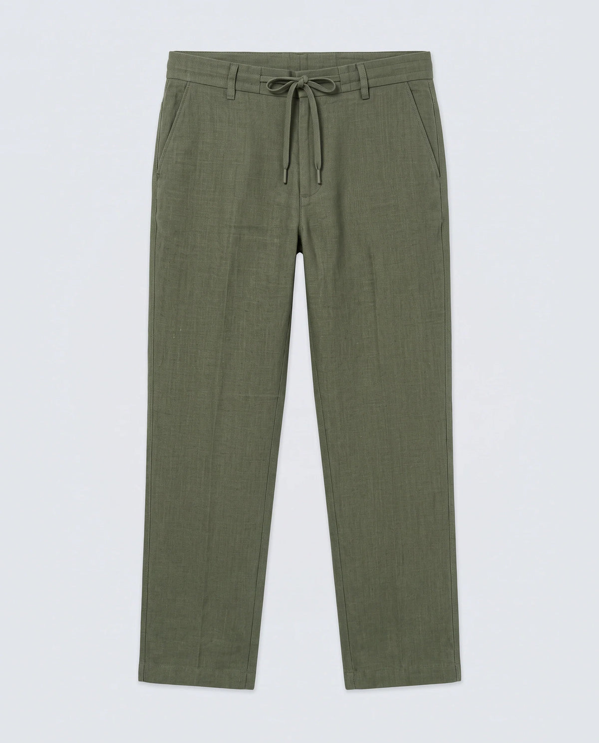 Rare Rabbit Men's Borium-T Dusky Green Linen Fabric Regular Fit Plain Trouser