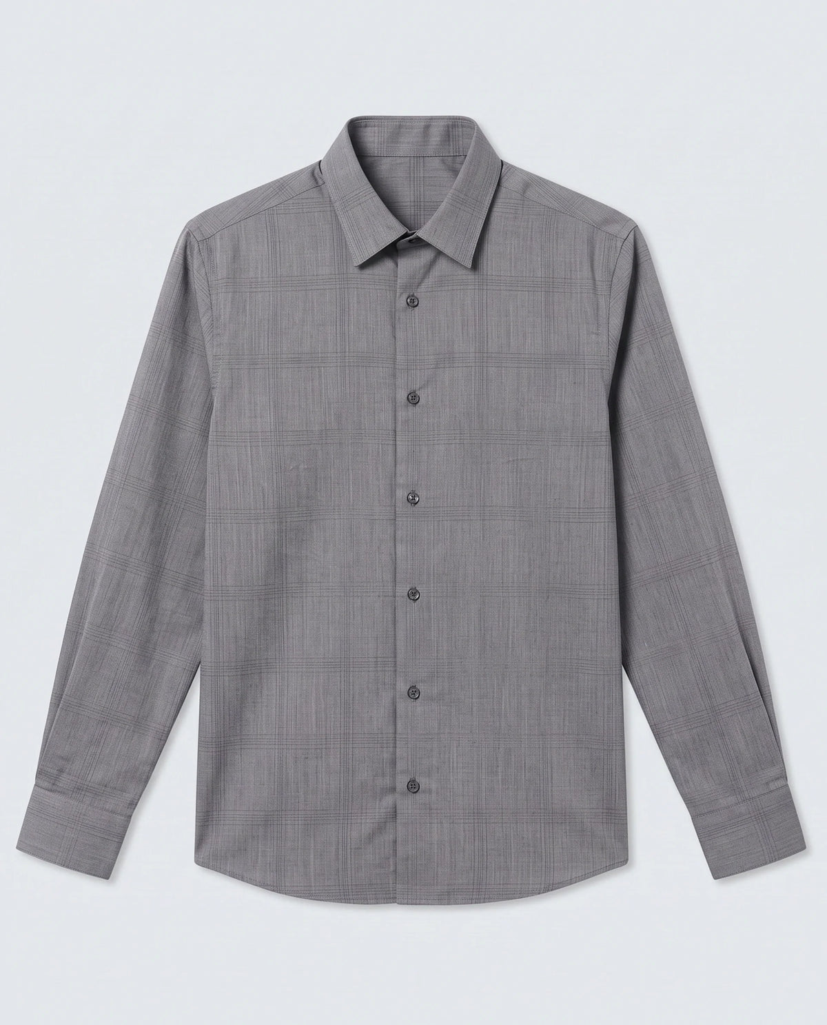 Rare Rabbit Men's Canda Grey Cotton Fabric Full Sleeve Spread Collar Button Regular Plain Shirt