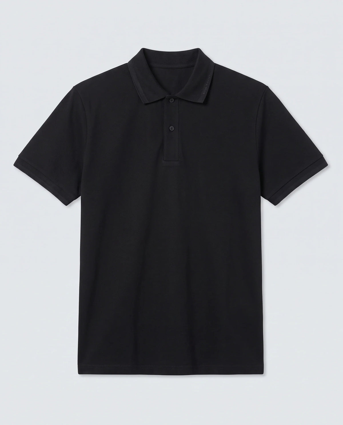 Rare Rabbit Men's Clak Black Cotton Blend Fabric Half Sleeve Spread Collar Regular Fit Plain Polo