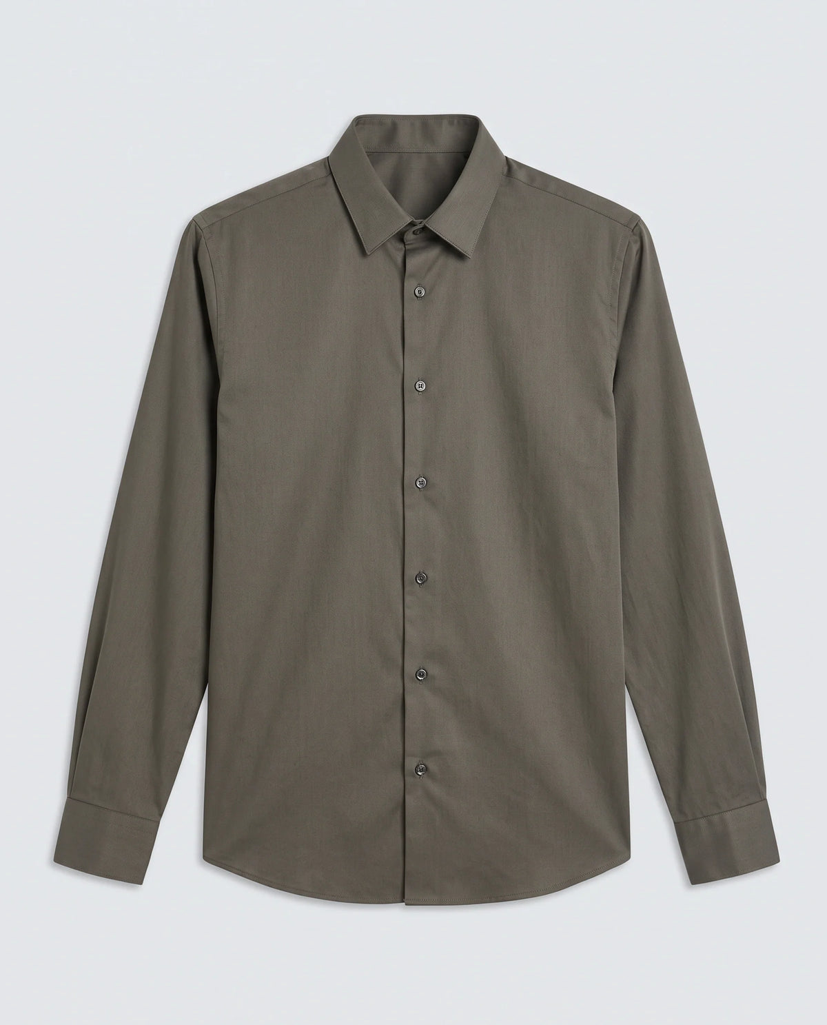 Rare Rabbit Men's Como-27 Dusky Olive Cotton Blend Fabric Full Sleeve Spread Collar Regular Fit Plain Shirt