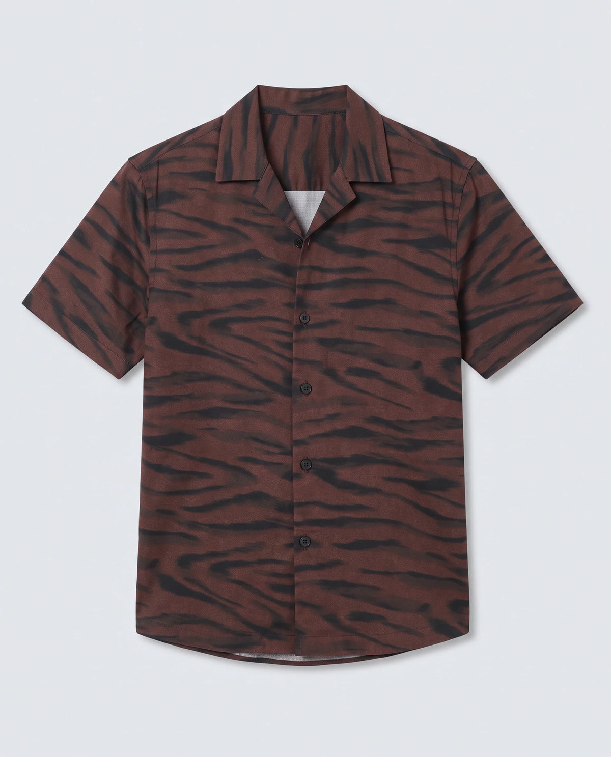 Rare Rabbit Men's Dins Dusky Maroon Cotton Blend Blend Fabric Half Sleeve Cuban Collar Regular Fit Abstract Print Shirt