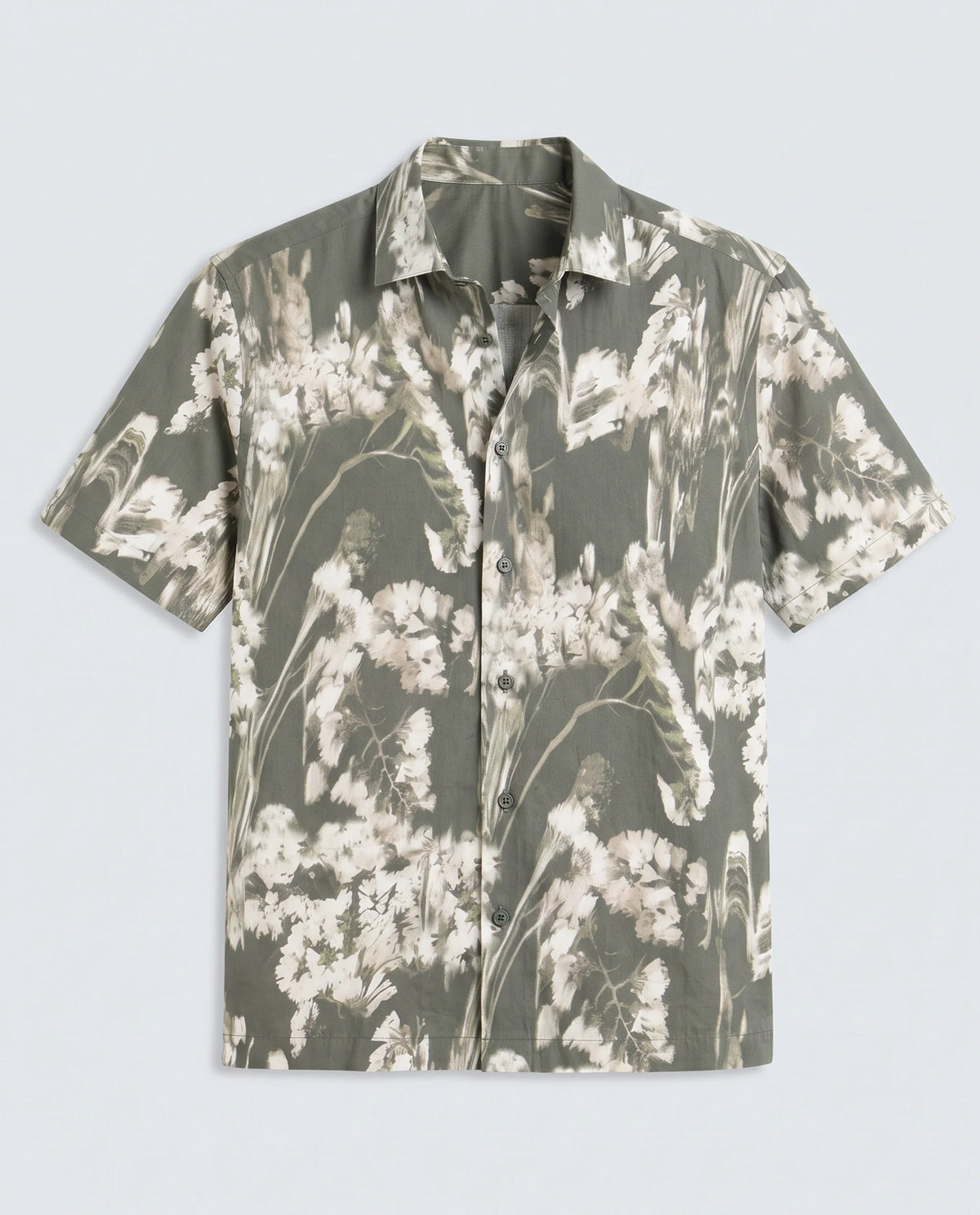Rare Rabbit Men's Dova Dusky Green Modal Blend Fabric Full Sleeve Spread Collar Regular Fit Floral Print Shirt