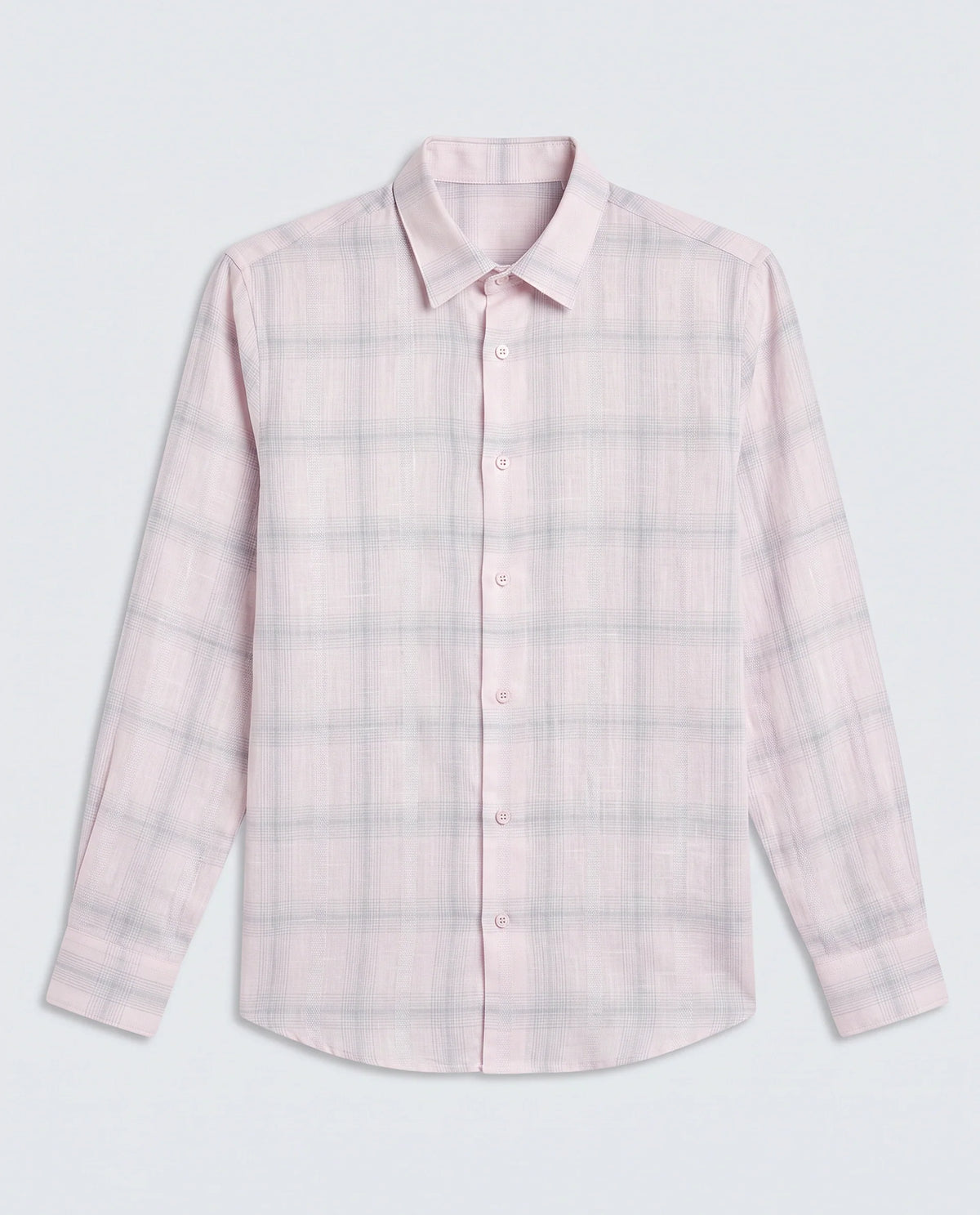 Rare Rabbit Men's Eamon-S26 Light Pink Linen Blend Full Sleeve Spread Collar Regular Fit Checked Shirt