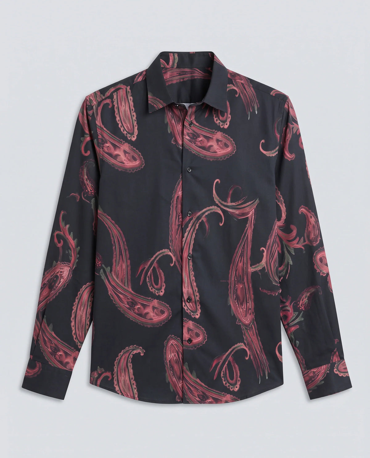 Rare Rabbit Men's Elvo Black Cotton Blend Fabric Full Sleeve Spread Collar Regular Fit Paisley Print Shirt