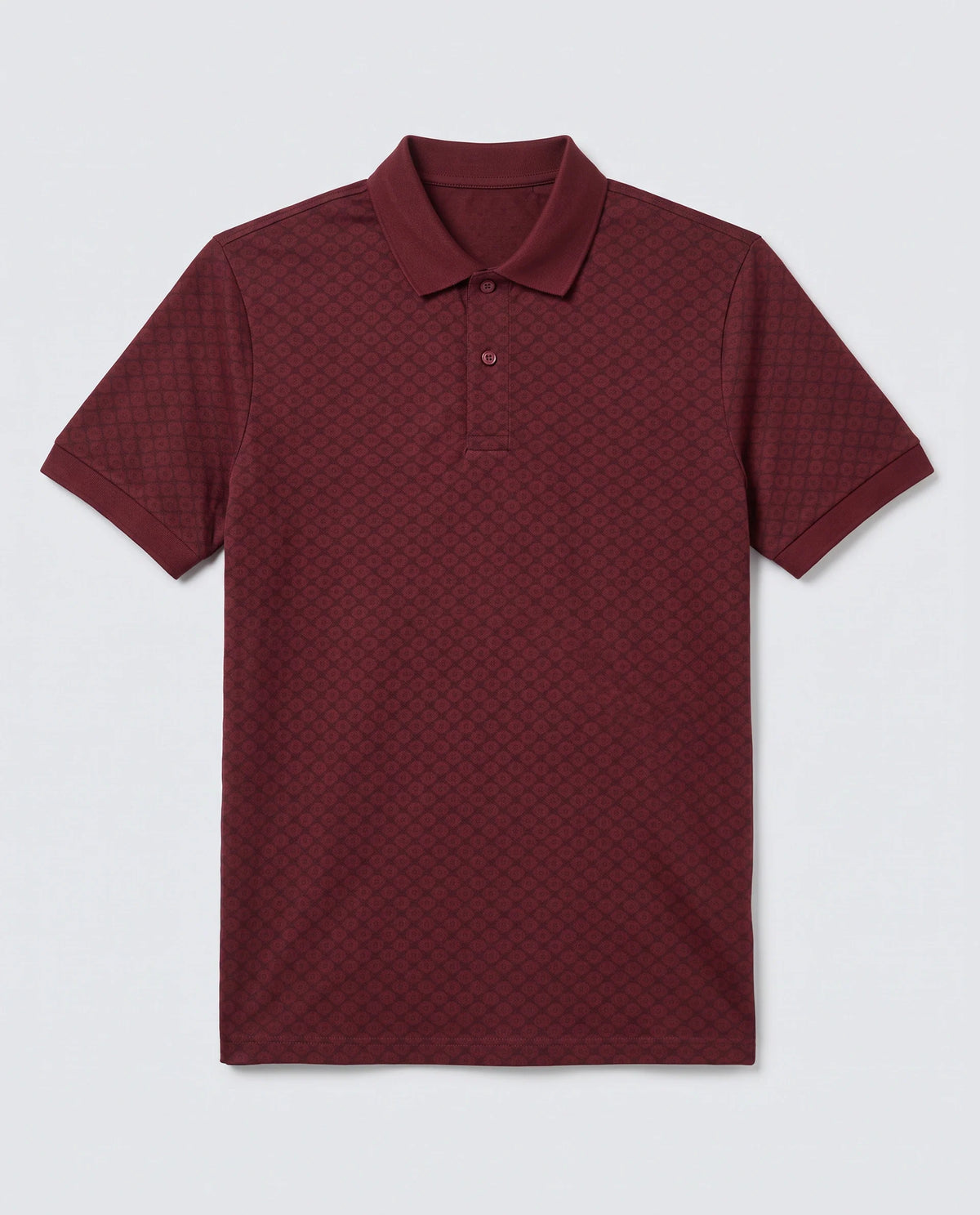 Rare Rabbit Men's Eran Red Cotton Blend Fabric Half Sleeve Spread Collar Regular Fit Geometric Print Polo