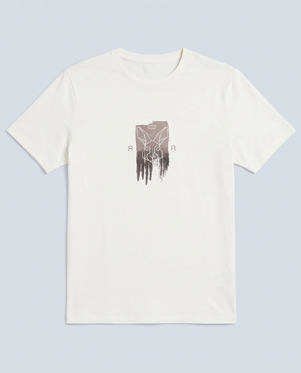 Rare Rabbit Men's Friend Off White Cotton Blend Fabric Half Sleeve Crew Neck Regular Fit Graphic Print T-Shirt