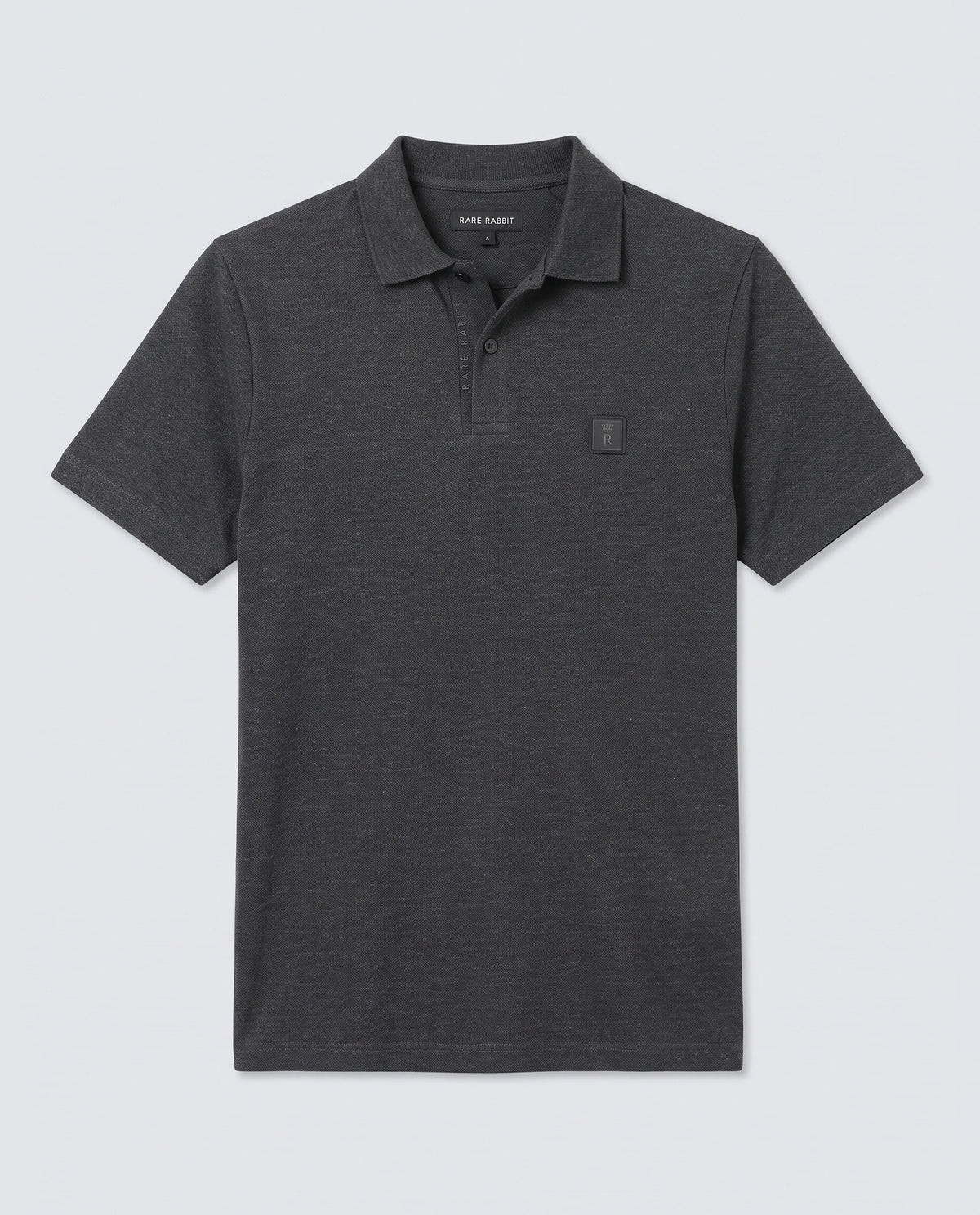 Rare Rabbit Men's Gamor Black Cotton Blend Fabric Half Sleeve Spread Collar Regular Fit Plain Polo