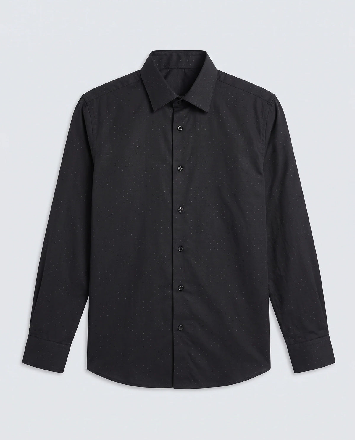 Rare Rabbit Men's Glent Black Cotton Full Sleeve Spread Collar Regular Fit Jacquard Shirt