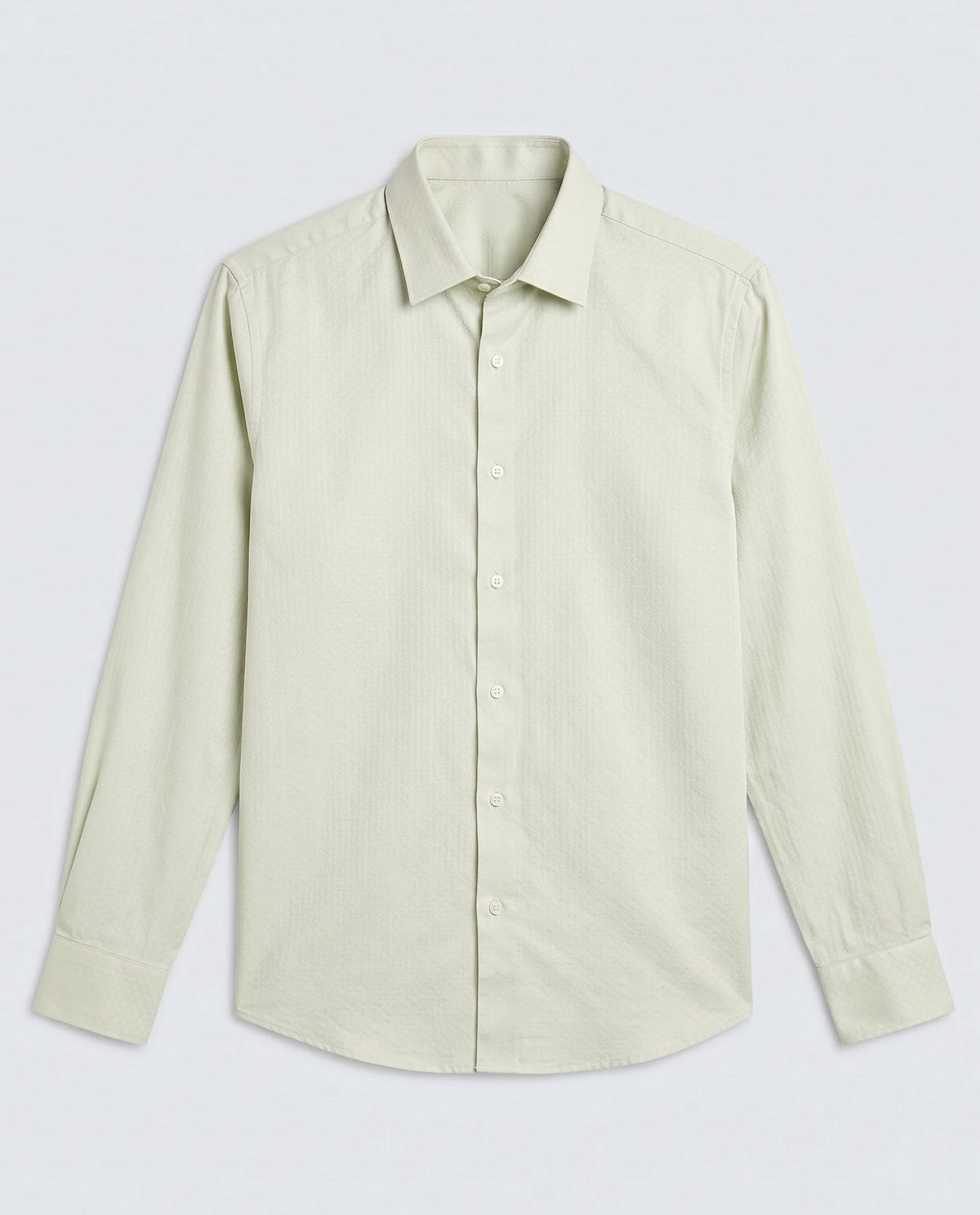 Rare Rabbit Men's Gleny-26 Pastel Green Cotton Blend Fabric Full Sleeve Collared Regular Fit Textured Shirt