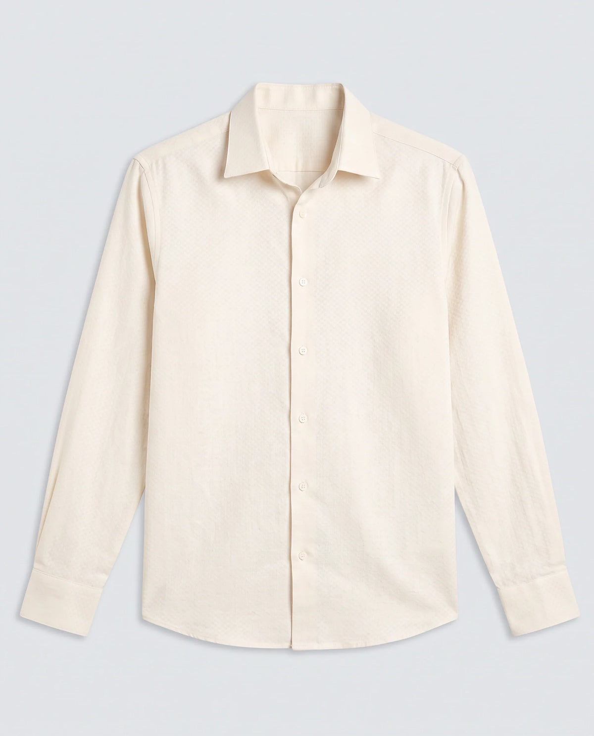 Rare Rabbit Men's Gleny-26 Pastel Yellow Cotton Blend Fabric Full Sleeve Collared Regular Fit Textured Shirt