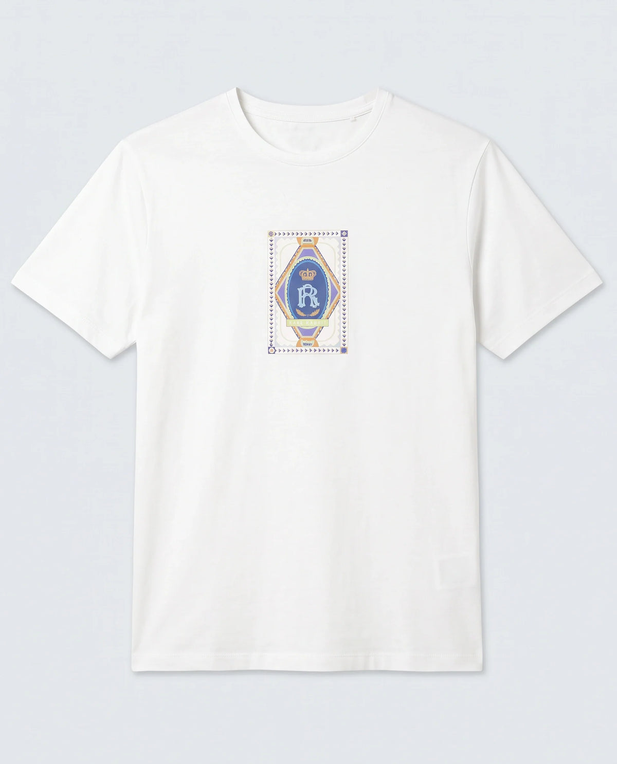 Rare Rabbit Men's Grit Off White Cotton Blend Fabric Half Sleeve Crew Neck Regular Fit Graphic Print T-Shirt