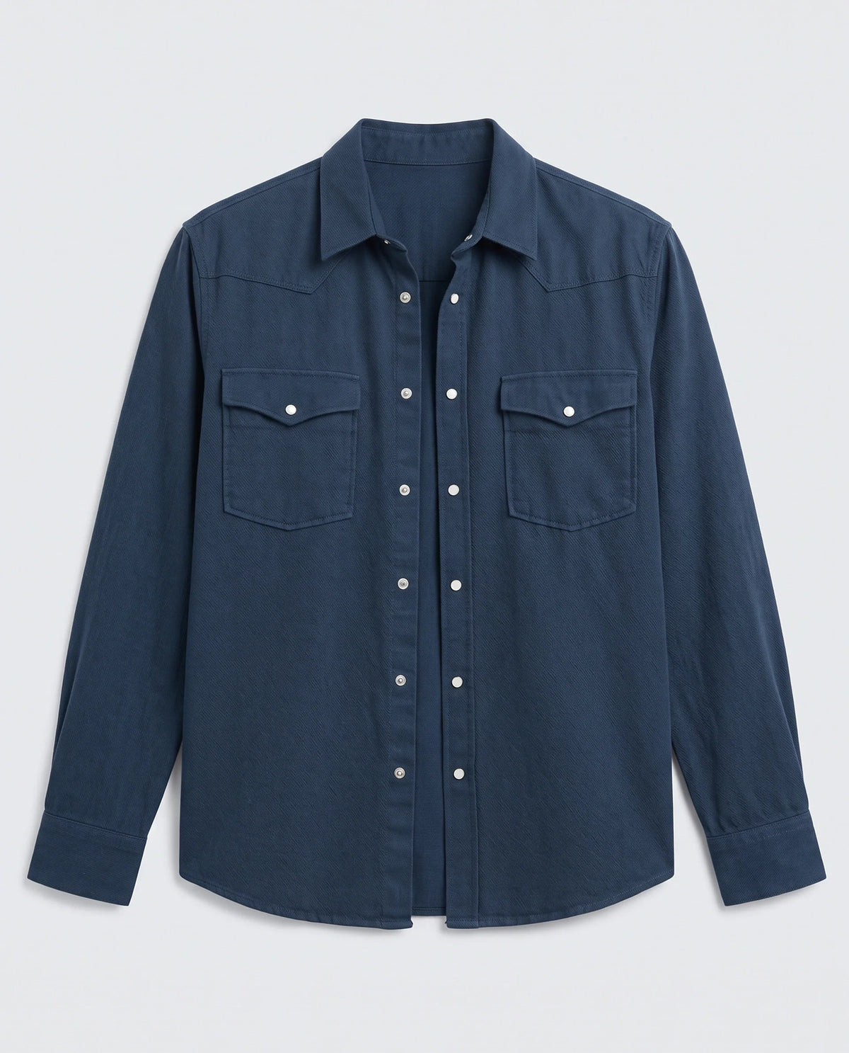 Rare Rabbit Men's Haxlr 26 Navy Cotton Blend Fabric Full Sleeve Spread Collar Snap Button Regular Fit Plain Shirt