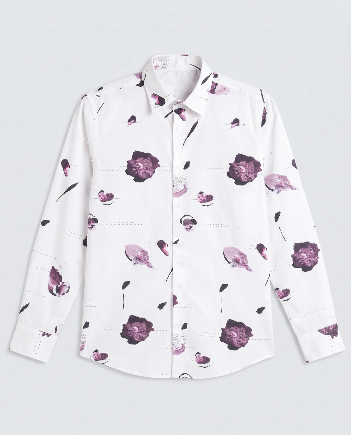 Rare Rabbit Men's Jake White Cotton Fabric Full Sleeve Spread Collar Regular Fit Abstract Print Shirt