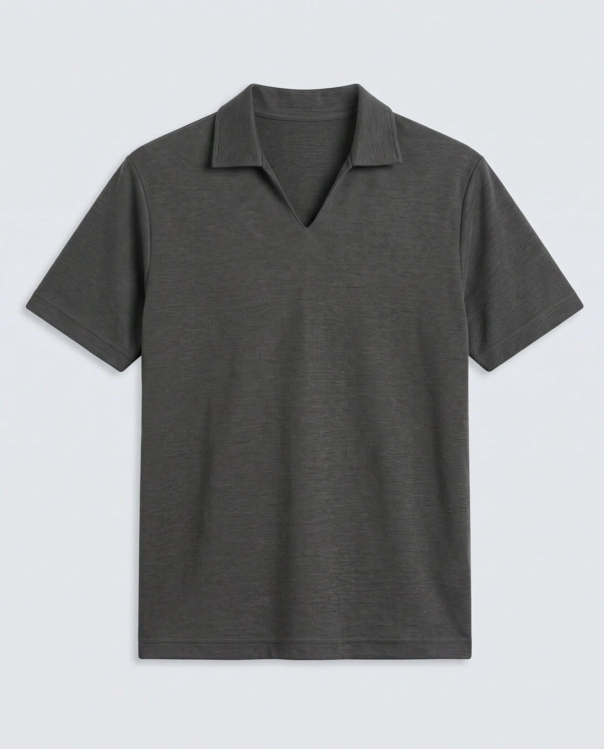 Rare Rabbit Men's Jawal-S26 Dark Grey Cotton Blend Fabric Half Sleeve Jonny Collar Regular Fit Plain Polo