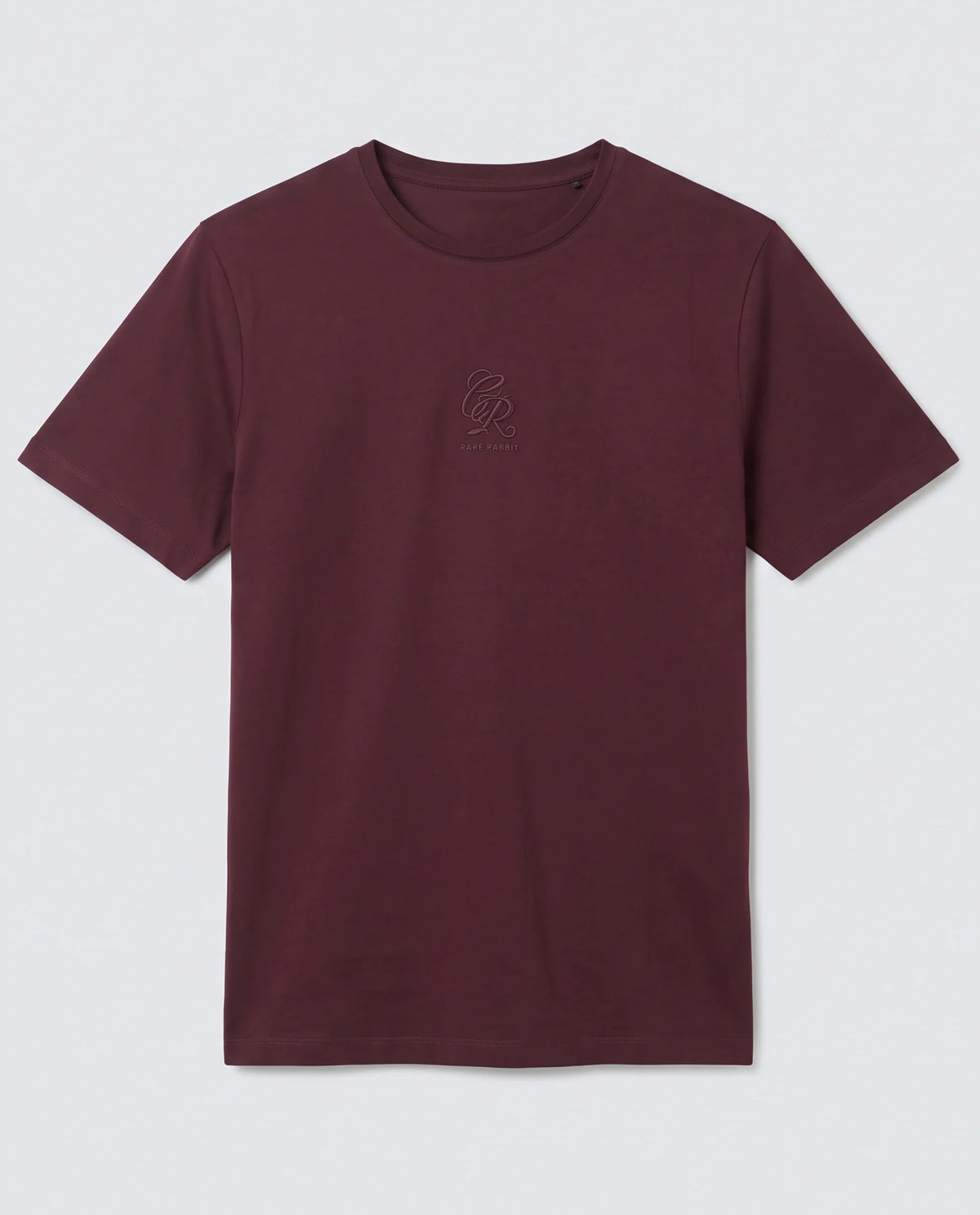 Rare Rabbit Men's Ject-S26 Maroon Cotton Fabric Half Sleeve Crew Neck Regular Fit Embroidered T-Shirt