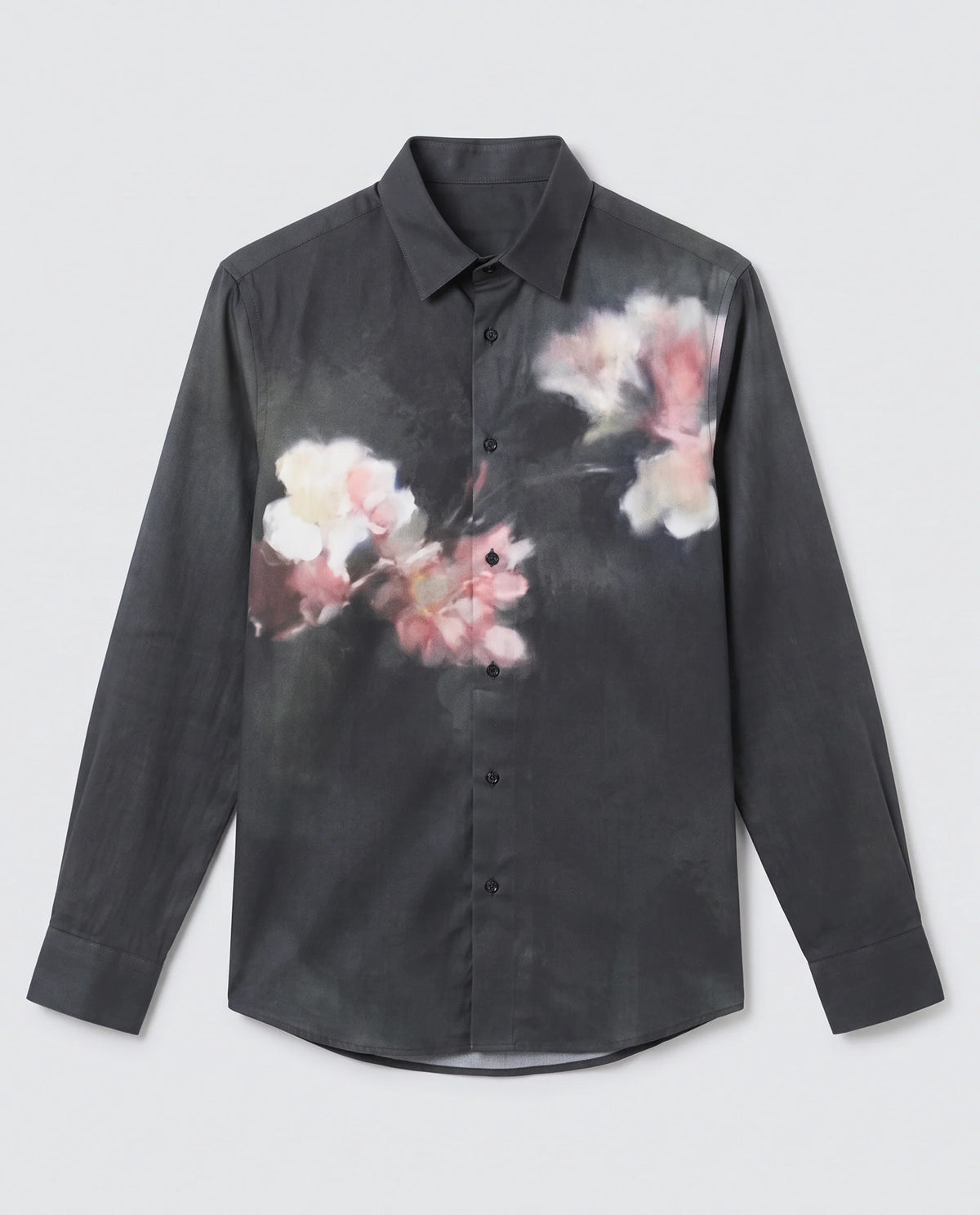 Rare Rabbit Men's Jelks Black Cotton Blend Fabric Full Sleeve Spread Collar Regular Fit Floral Print Shirt