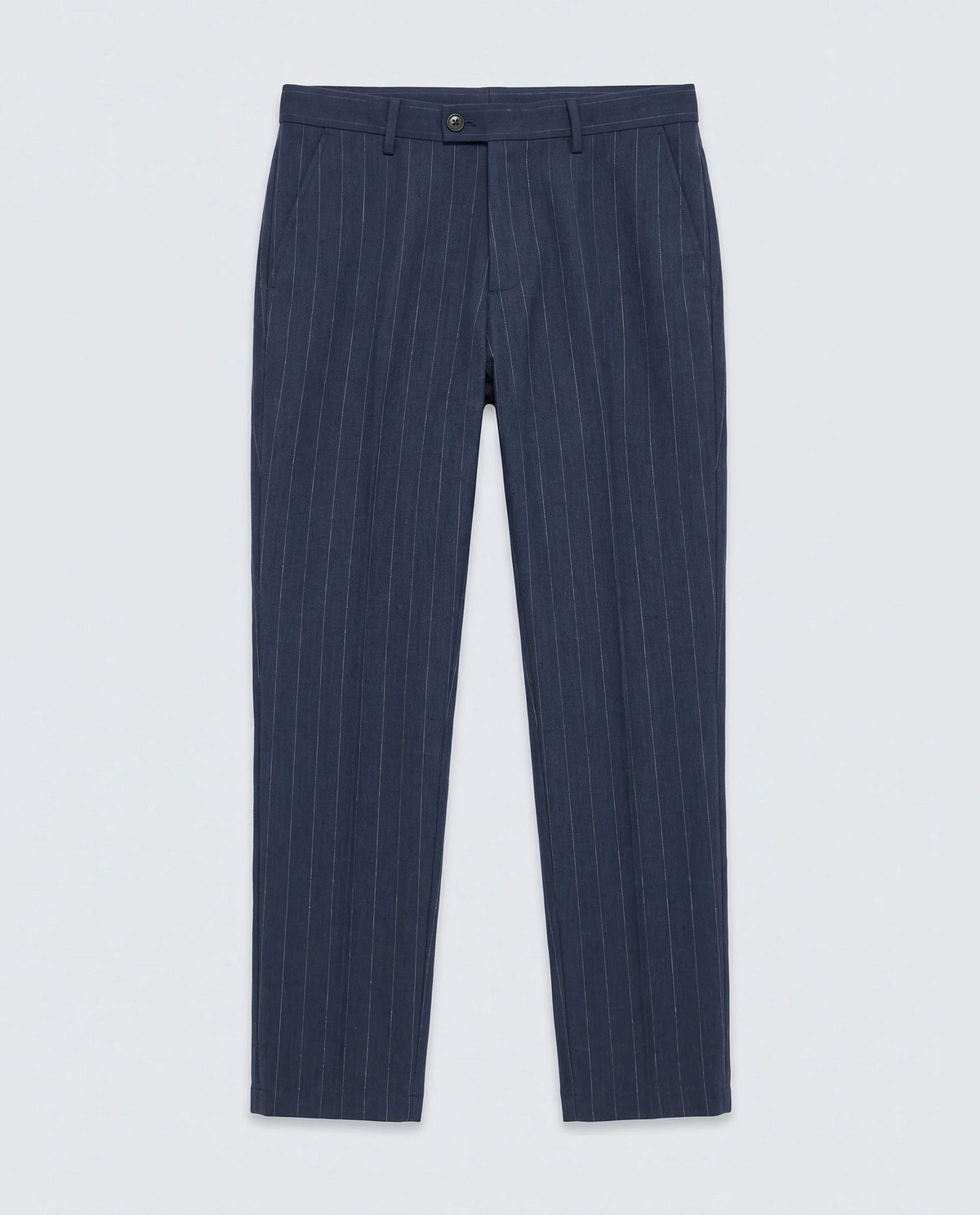 Rare Rabbit Men's Jlo-Ss26 Navy Linen Blend Fabric Regular Fit Striped Trouser