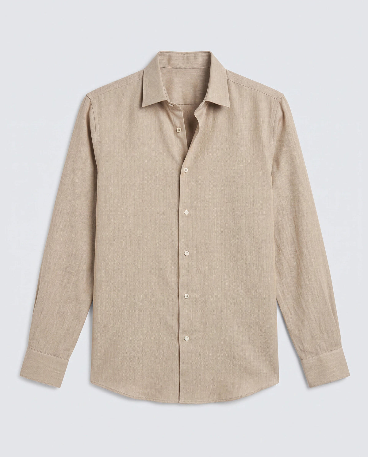 Rare Rabbit Men's Jovi Light Beige Cotton Blend Fabric Full Sleeve Spread Collar Button Regular Plain Shirt