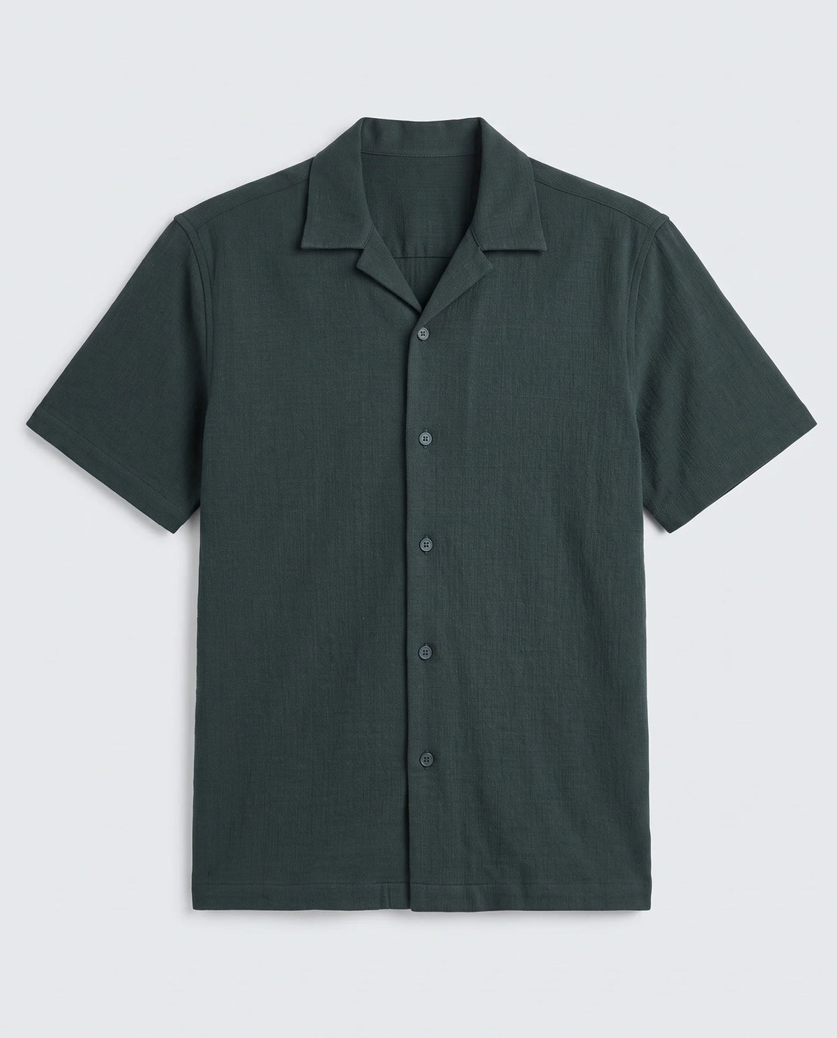 Rare Rabbit Men's Kelos-26 Dark Teal Cotton Blend Fabric Half Sleeve Cuban Collar Regular Fit Plain Shirt