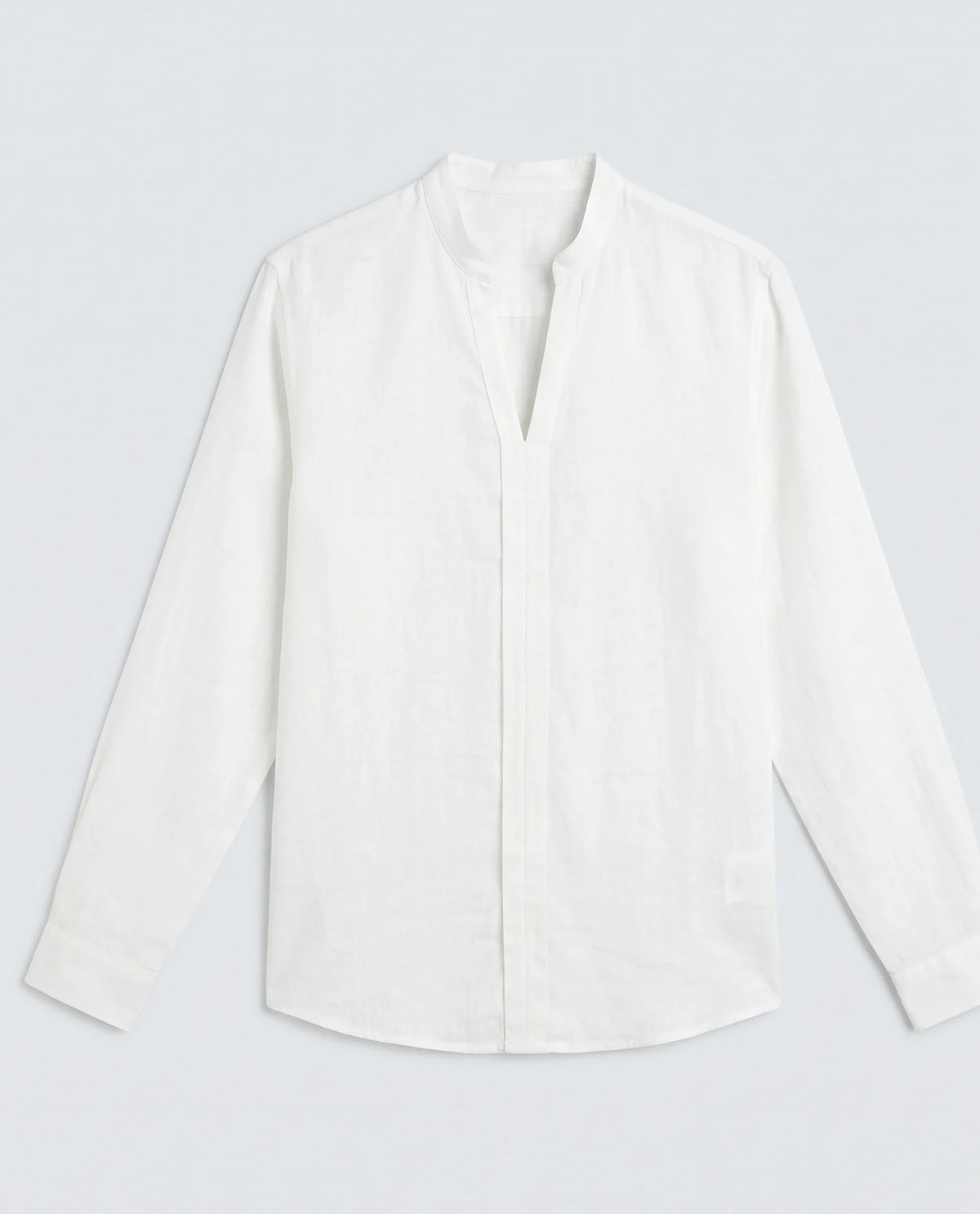 Rare Rabbit Men's Kurto-26 White Linen Blend Fabric Full Sleeve Mandarin Collar Regular Fit Plain Shirt