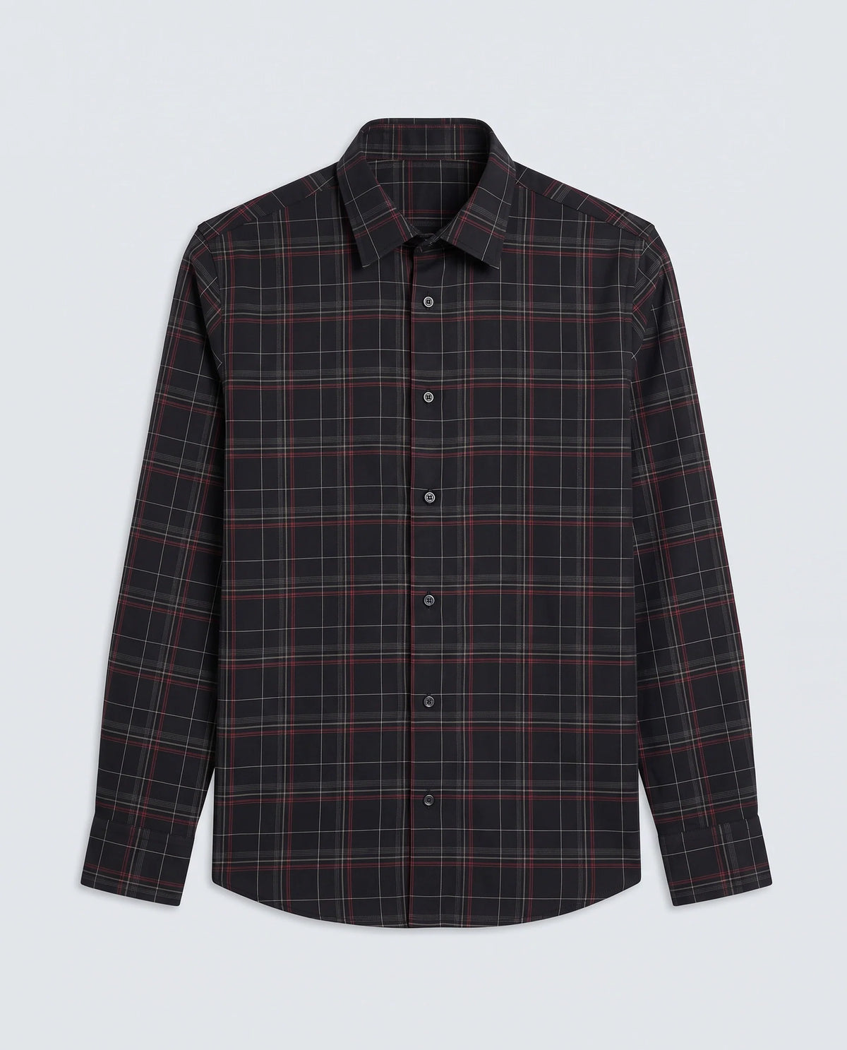 Rare Rabbit Men's Lewto Black Cotton Full Sleeve Spread Collar Regular Fit Checked Shirt