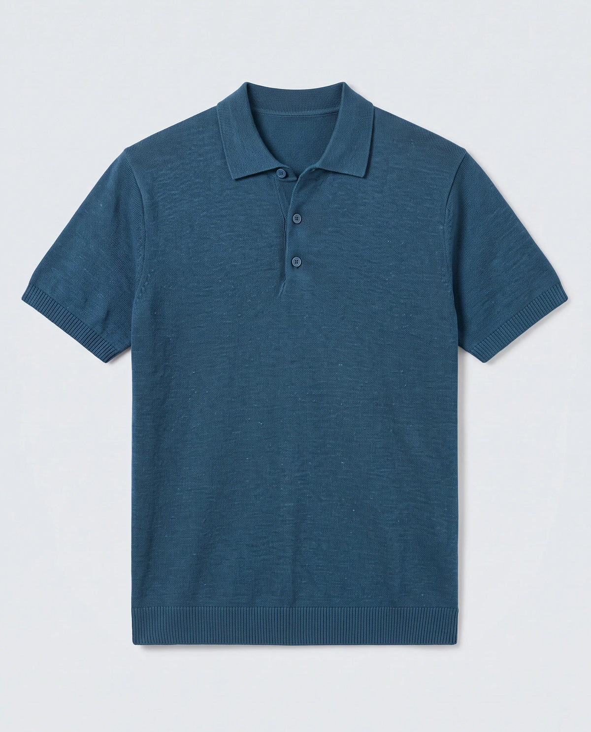 Rare Rabbit Men's Mekko-S26 Dark Teal Linen Blend Fabric Half Sleeve Spread Collar Regular Plain Polo