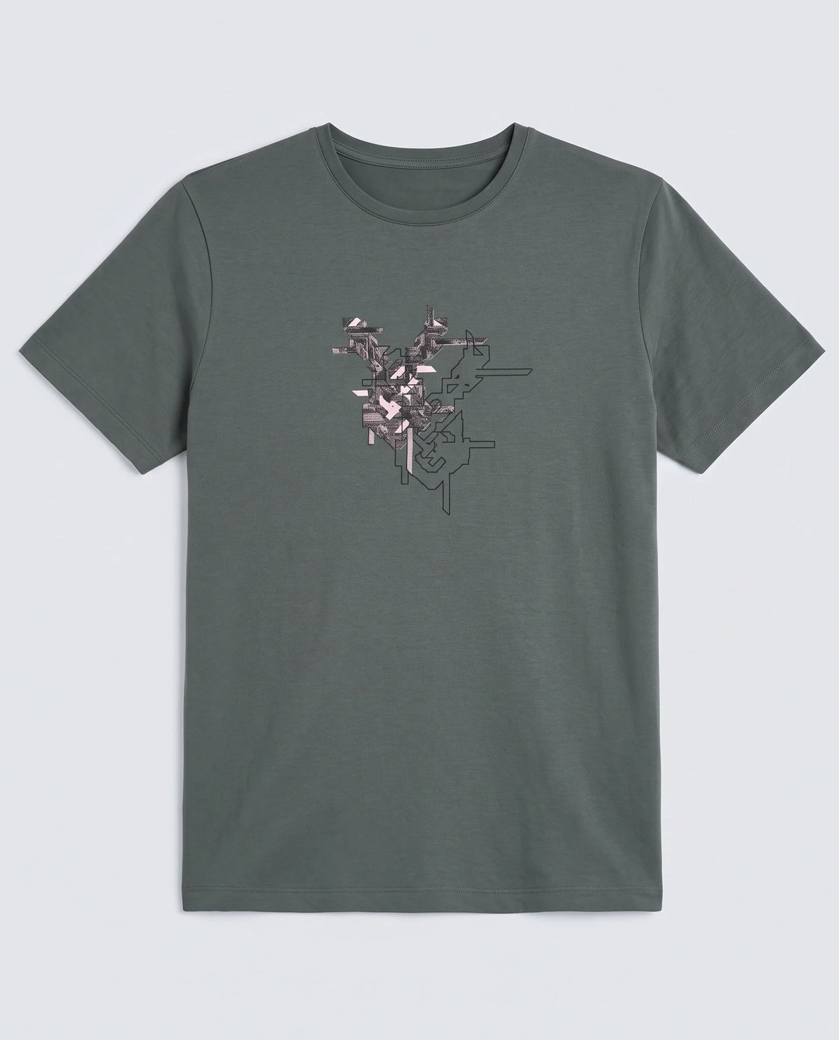 Rare Rabbit Men's Nabo Grey Cotton Fabric Half Sleeve Crew Neck Regular Fit Graphic Print T-Shirt