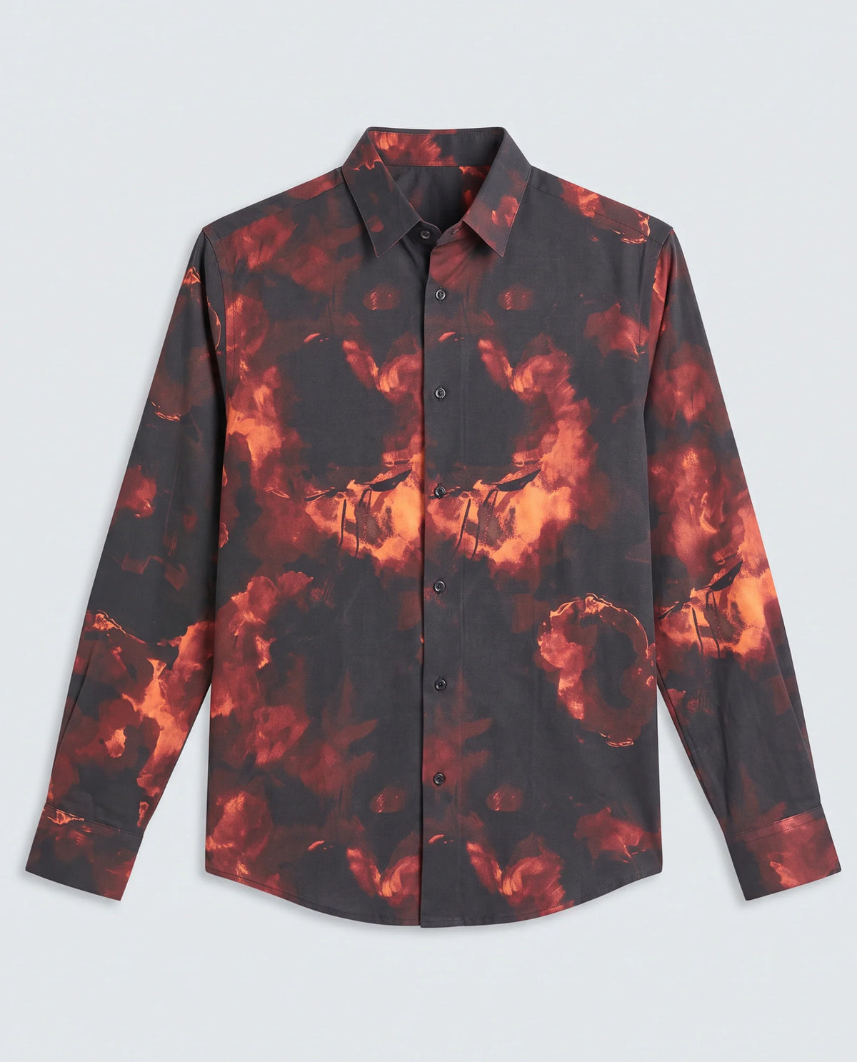 Rare Rabbit Men's Nemi Black Cotton Blend Fabric Full Sleeve Spread Collar Regular Fit Abstract Print Shirt