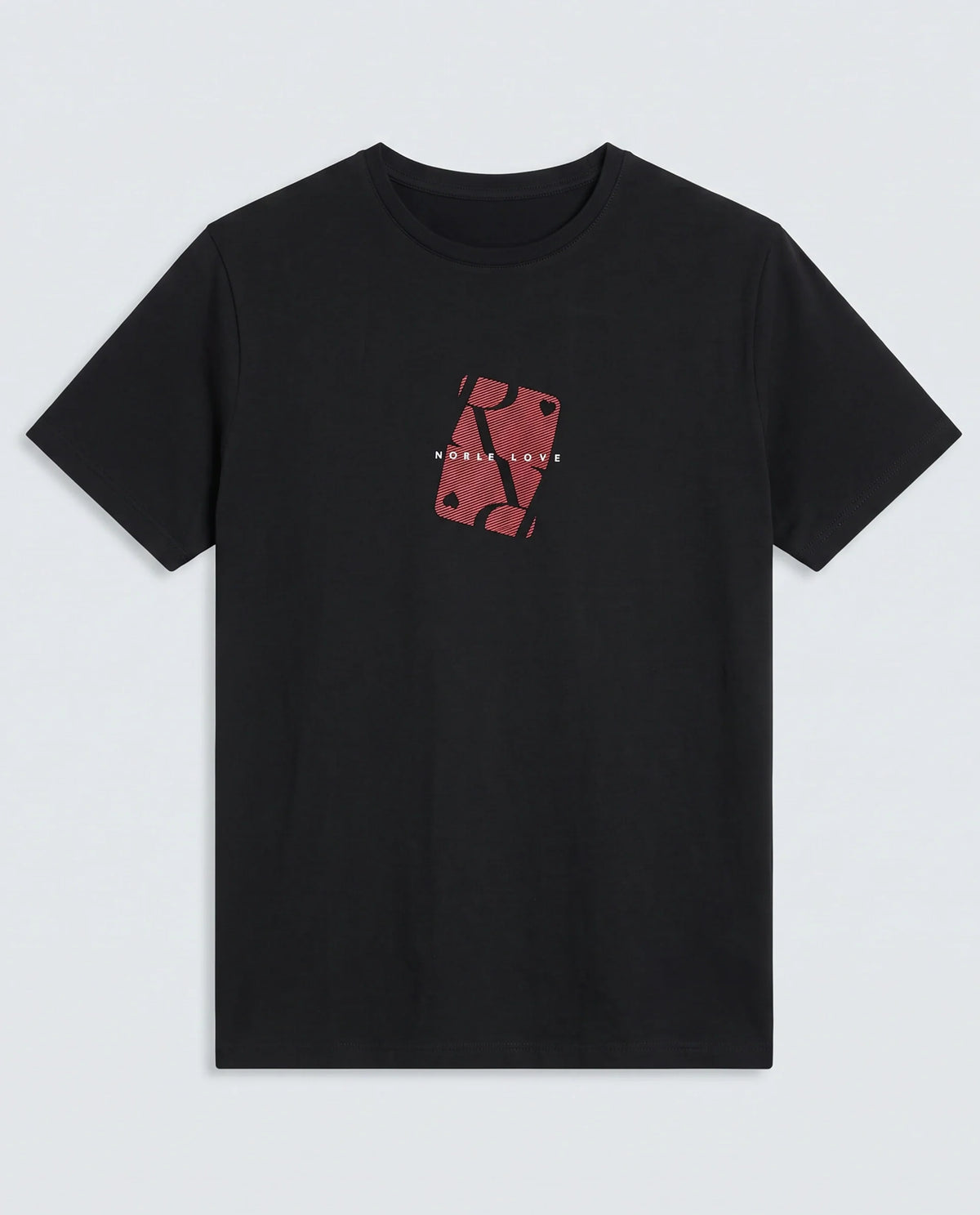 Rare Rabbit Men's Nord Black Cotton Blend Fabric Half Sleeve Crew Neck Regular Fit Graphic Print T-Shirt