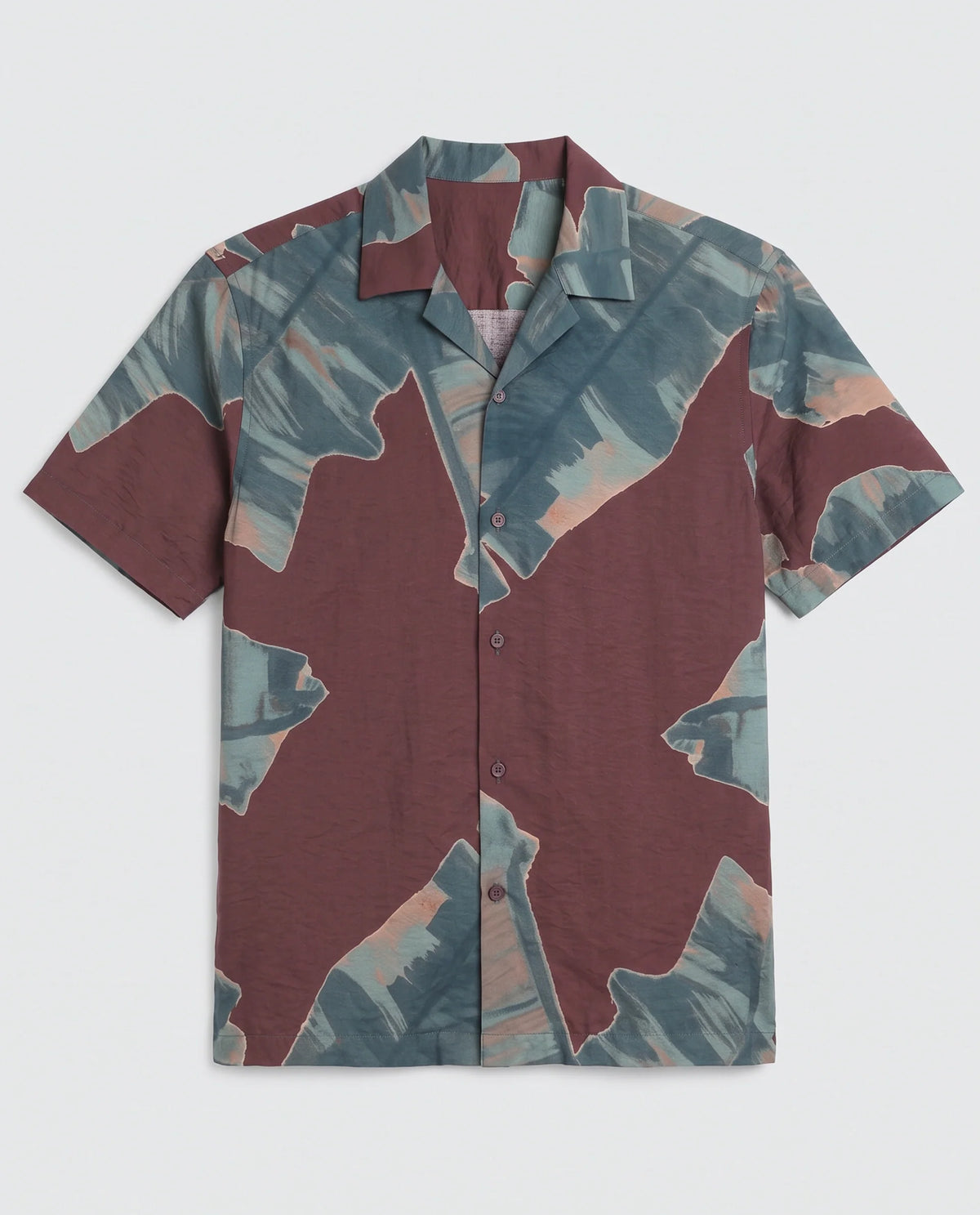 Rare Rabbit Men's Noxi Maroon Viscose Blend Fabric Half Sleeve Spread Collar Regular Fit Tropical Print Shirt