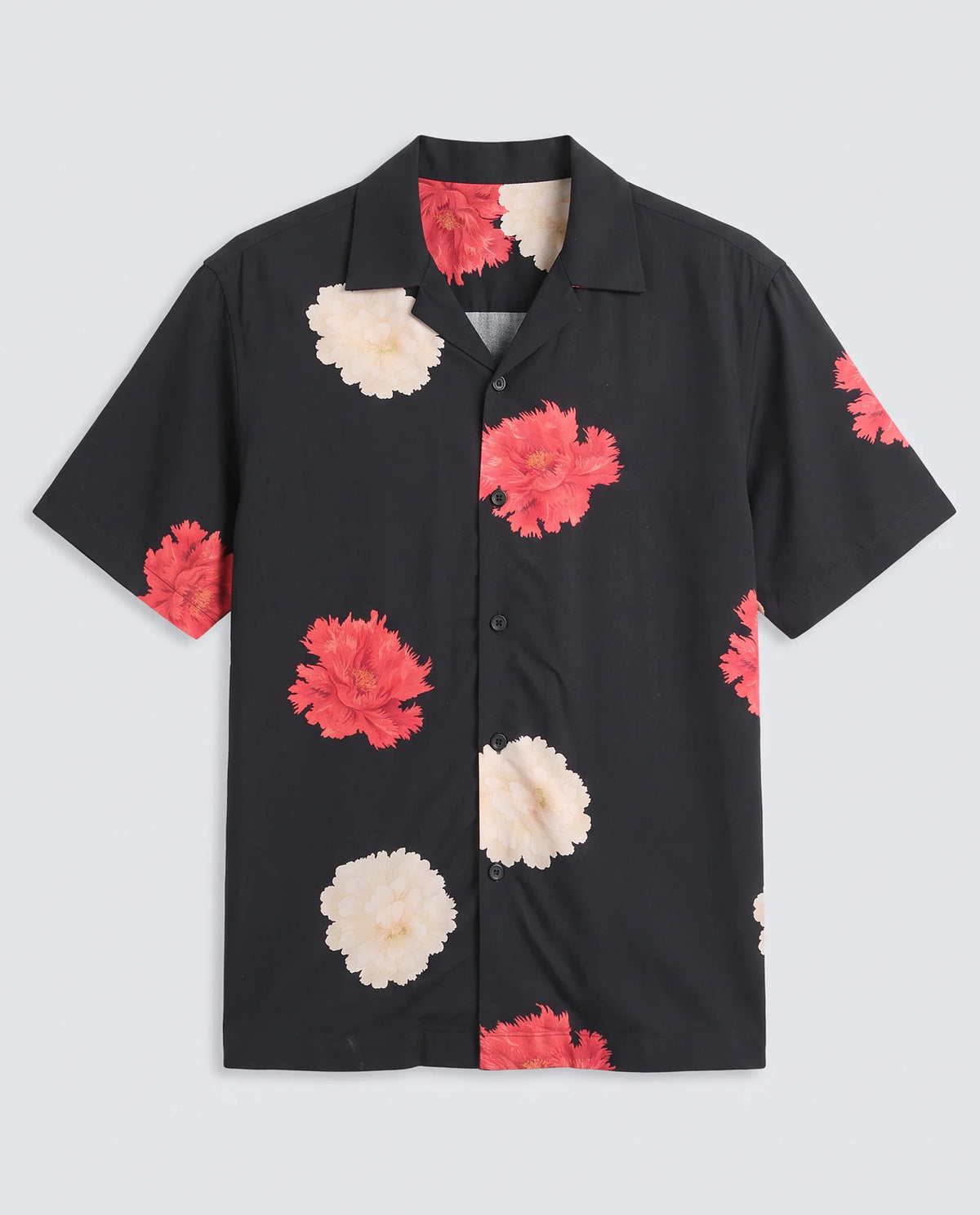 Rare Rabbit Men's Nulk Black Viscose Fabric Half Sleeve Spread Collar Regular Fit Floral Print Shirt