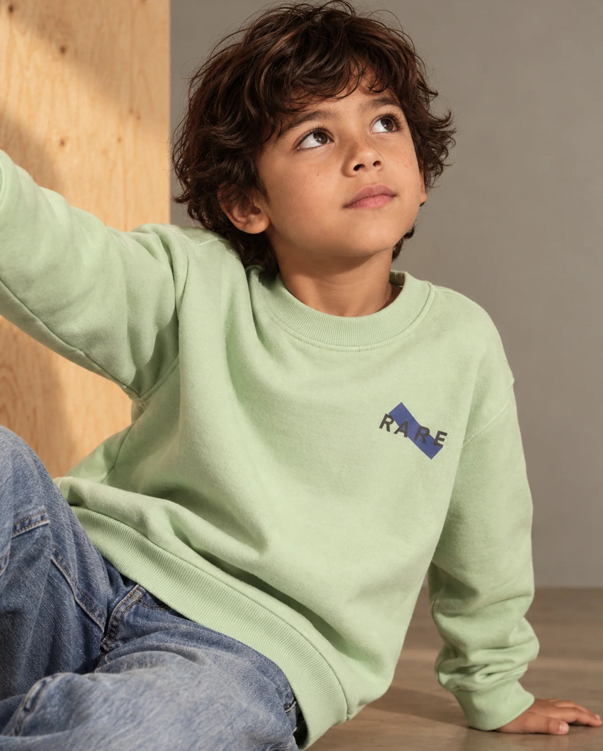 Rare Ones Kids Vinti Fluorescent Green Cotton Blend Fabric Crew Neck Pull-On Closure Oversized Fit Jelly Print Sweatshirt