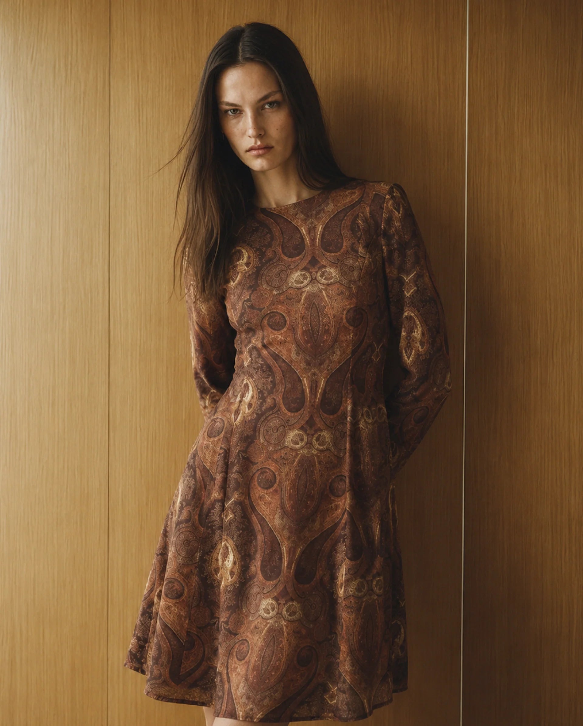 Rareism Women's Xystus Multi Viscose Blend Crew Neck Shift Paisley Dress