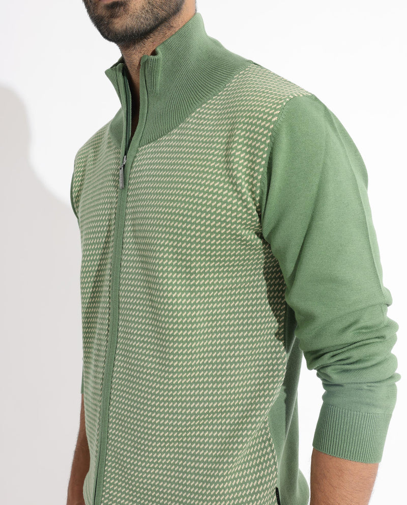 RARE RABBIT MENS HERITAGE GREEN SWEATER FULL SLEEVE HIGH NECK SOLID
