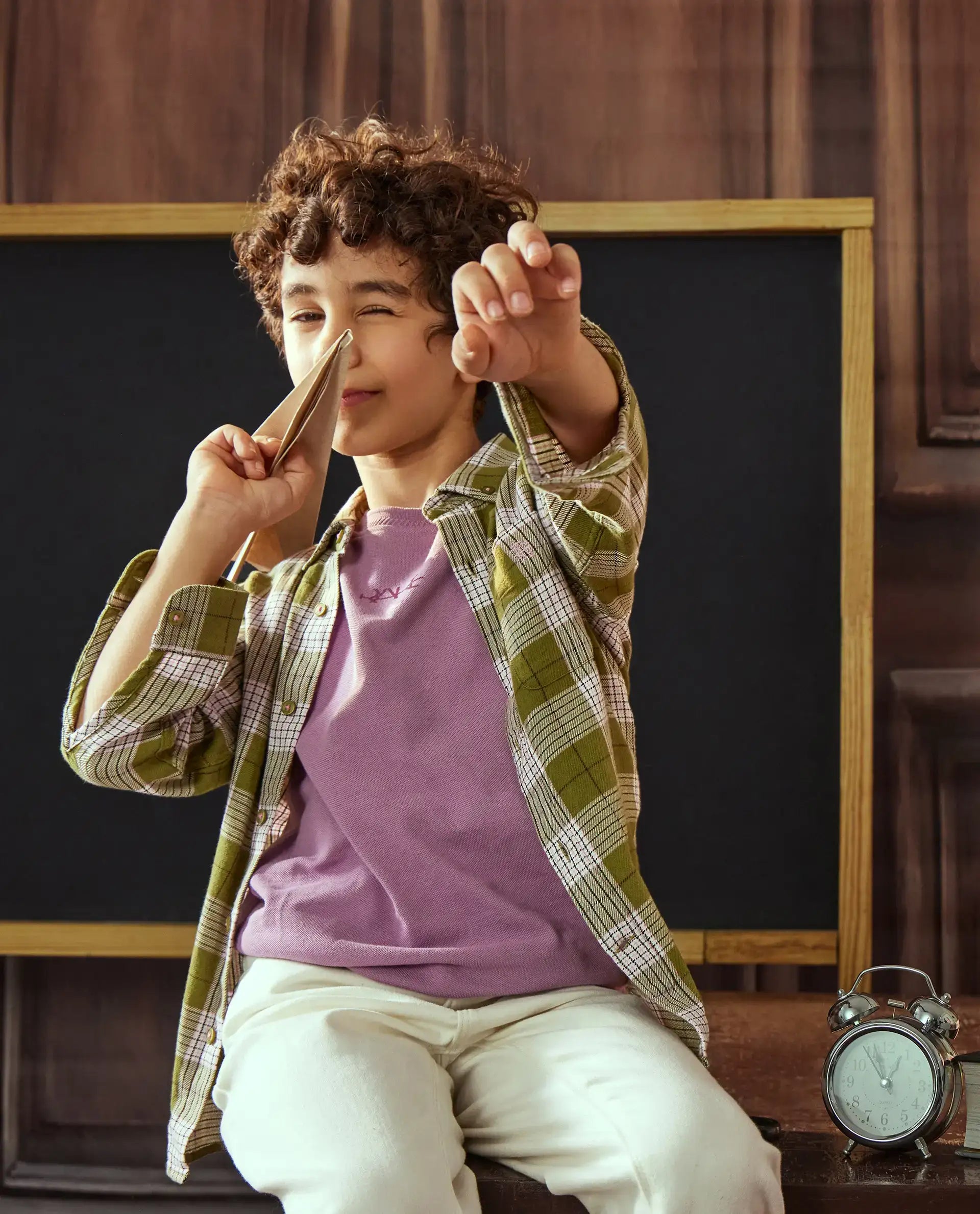 Rare Ones Kids Heron Pastel Purple Cotton Short Sleeve Crew Neck Twill HD Print T-Shirt