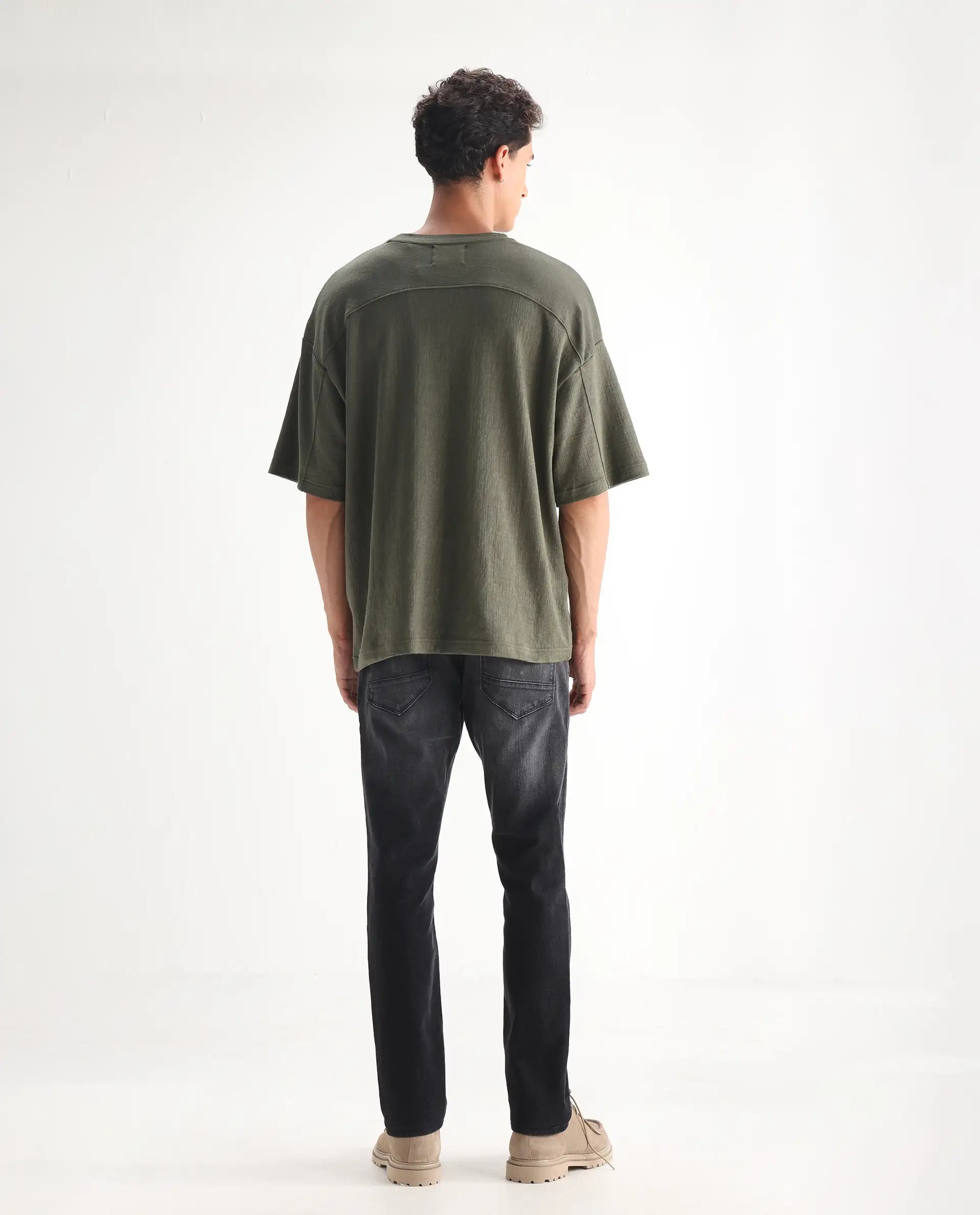 Rare Rabbit Men's Ian Grey Cotton Blend Plain Hawk Slim Fit Jeans