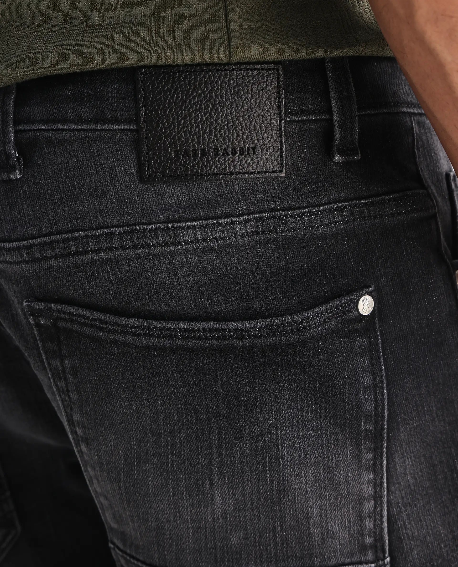 Rare Rabbit Men's Ian Grey Cotton Blend Plain Hawk Slim Fit Jeans