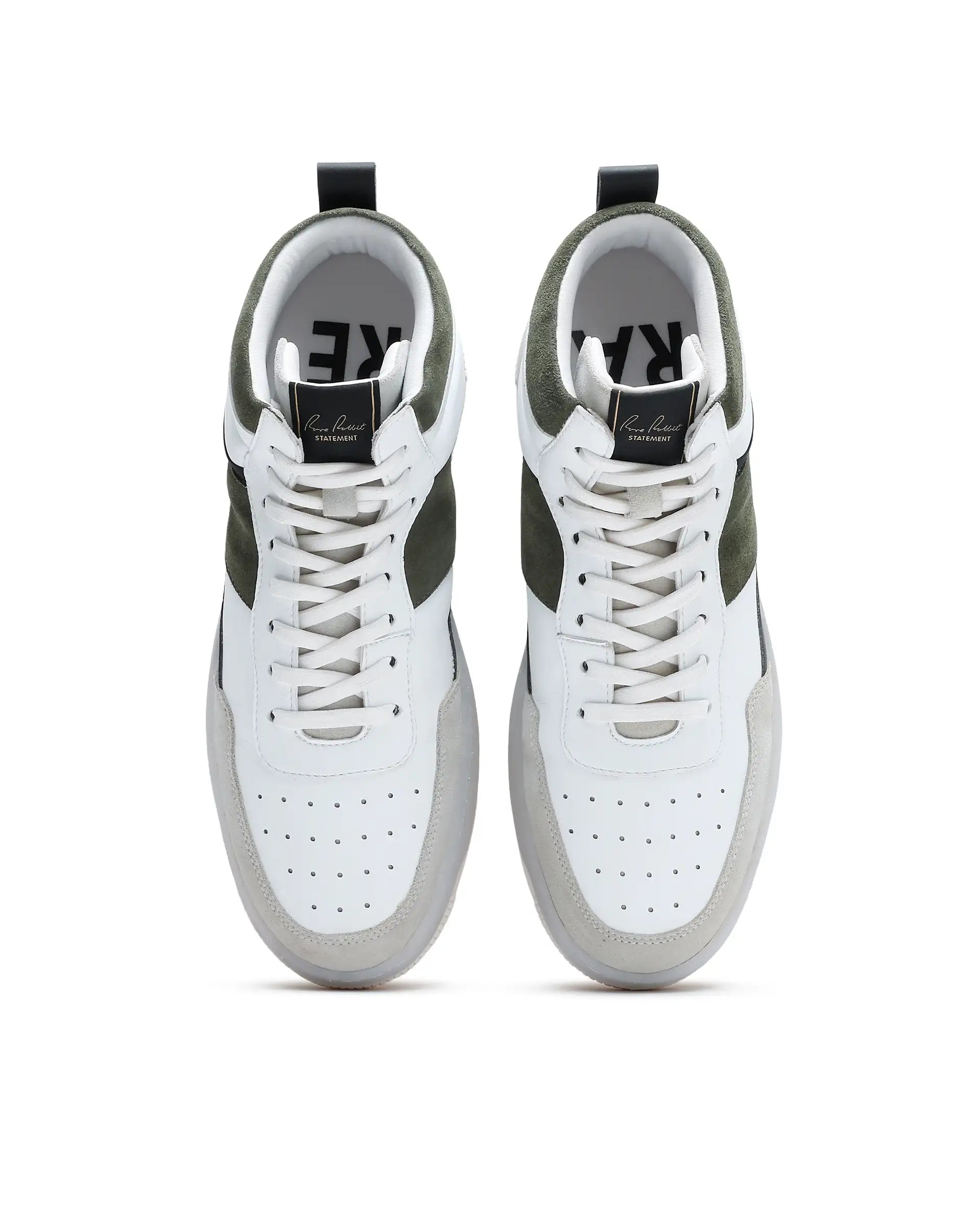Rare Rabbit Men's Ignite Olive Micro Fiber Leather Sneaker