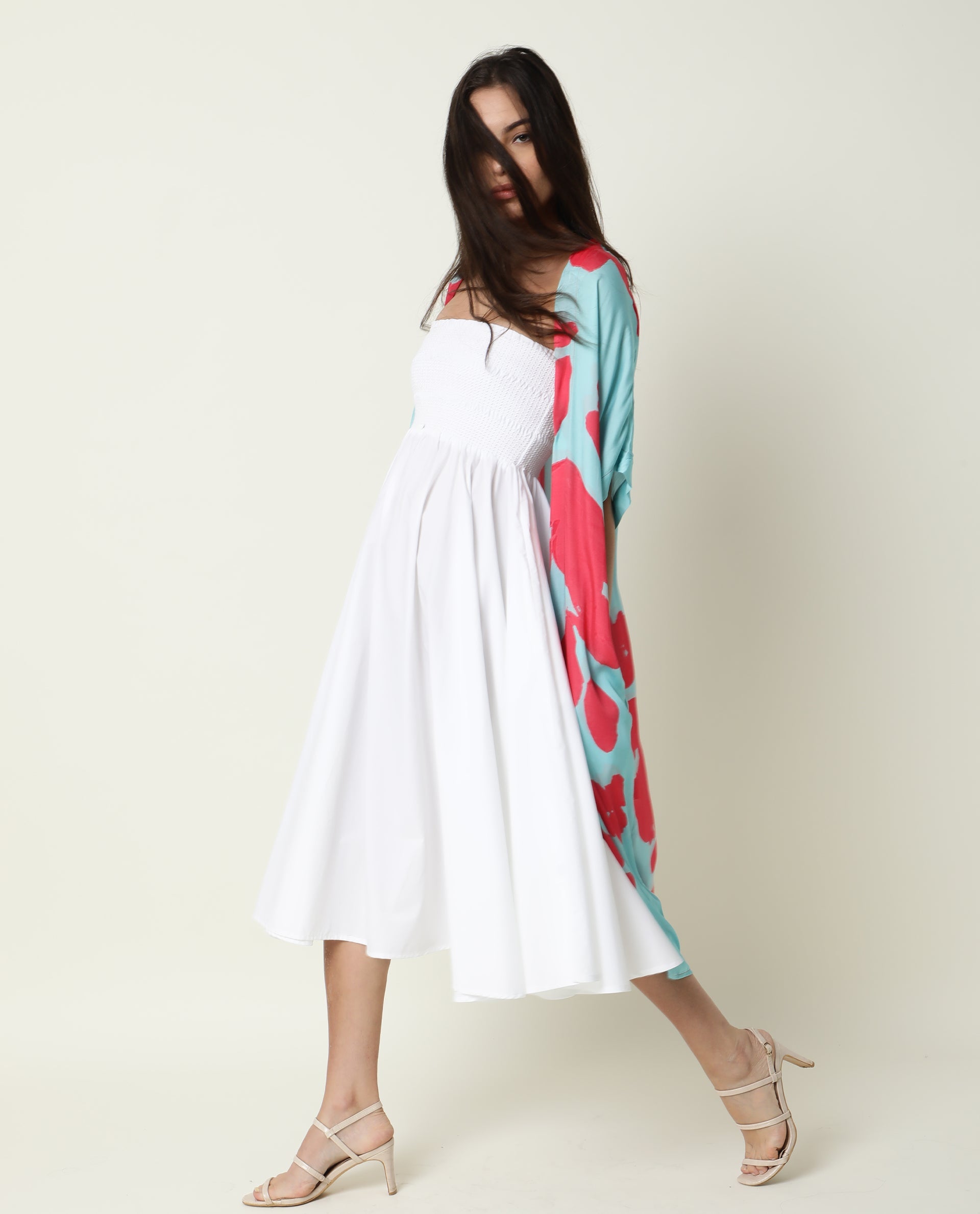 Rareism Womens Petunia Navy Shrug Cotton Fabric Half Sleeve V Neck