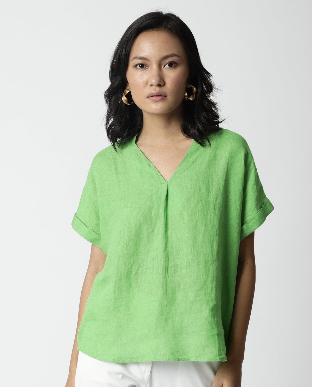 Rareism Women Hute Green Top Full Sleeves Solid