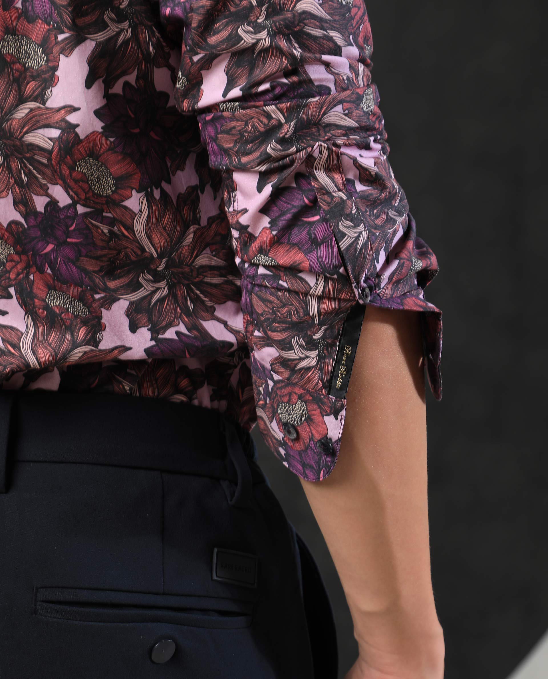 Rare Rabbit Men's Ezees Purple Cotton Fabric Floral Print Full Sleeves Shirt