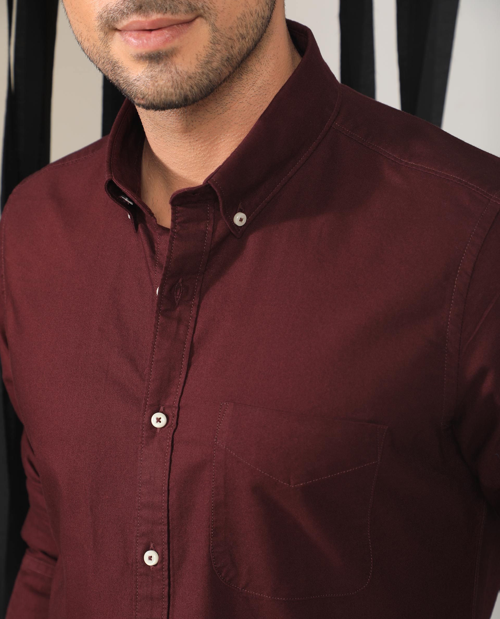 Rare Rabbit Men's Auxfo Maroon Cotton Fabric Full Sleeves Solid Shirt