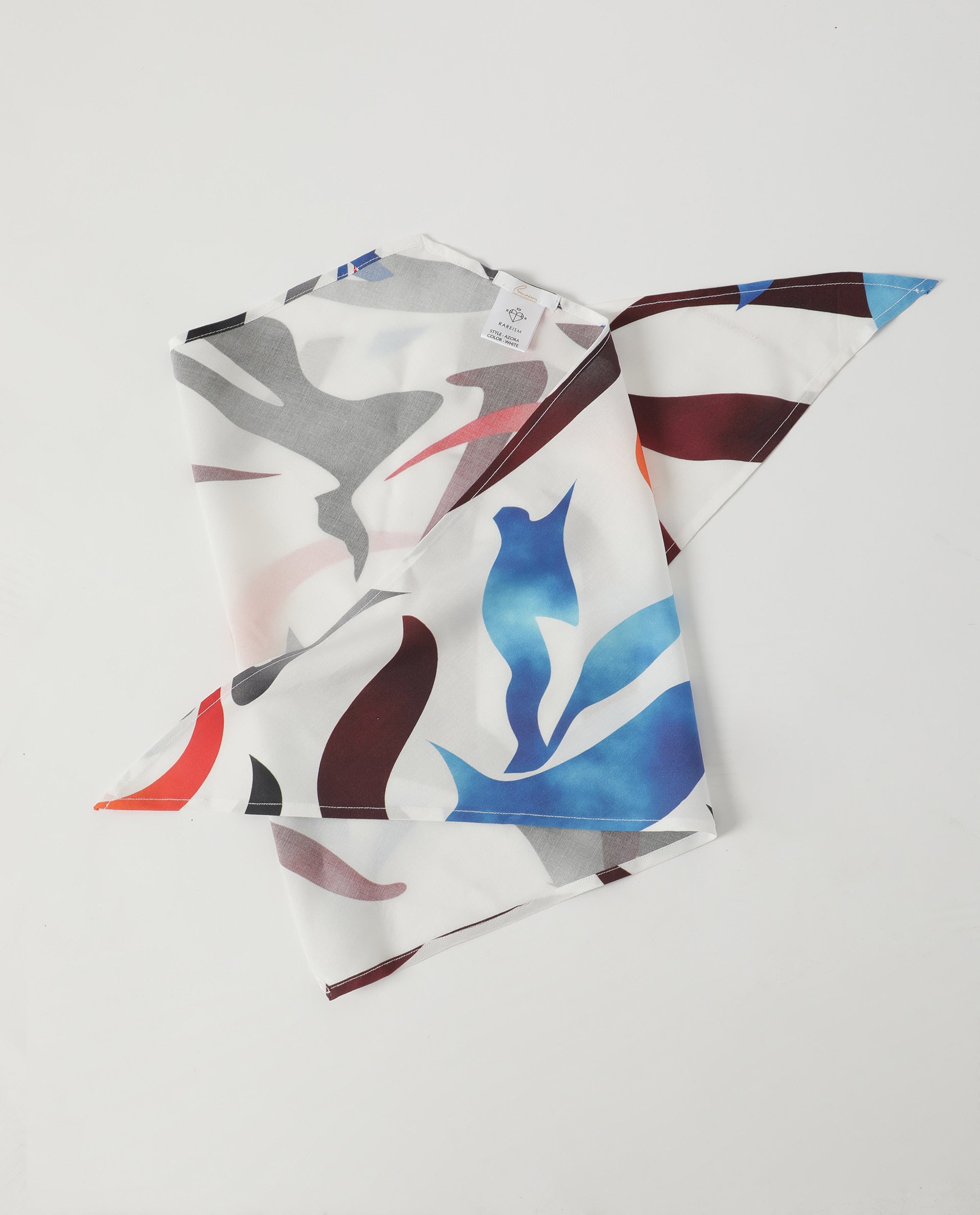 Rareism Women Azora White Scarf Cotton Silk Fabric