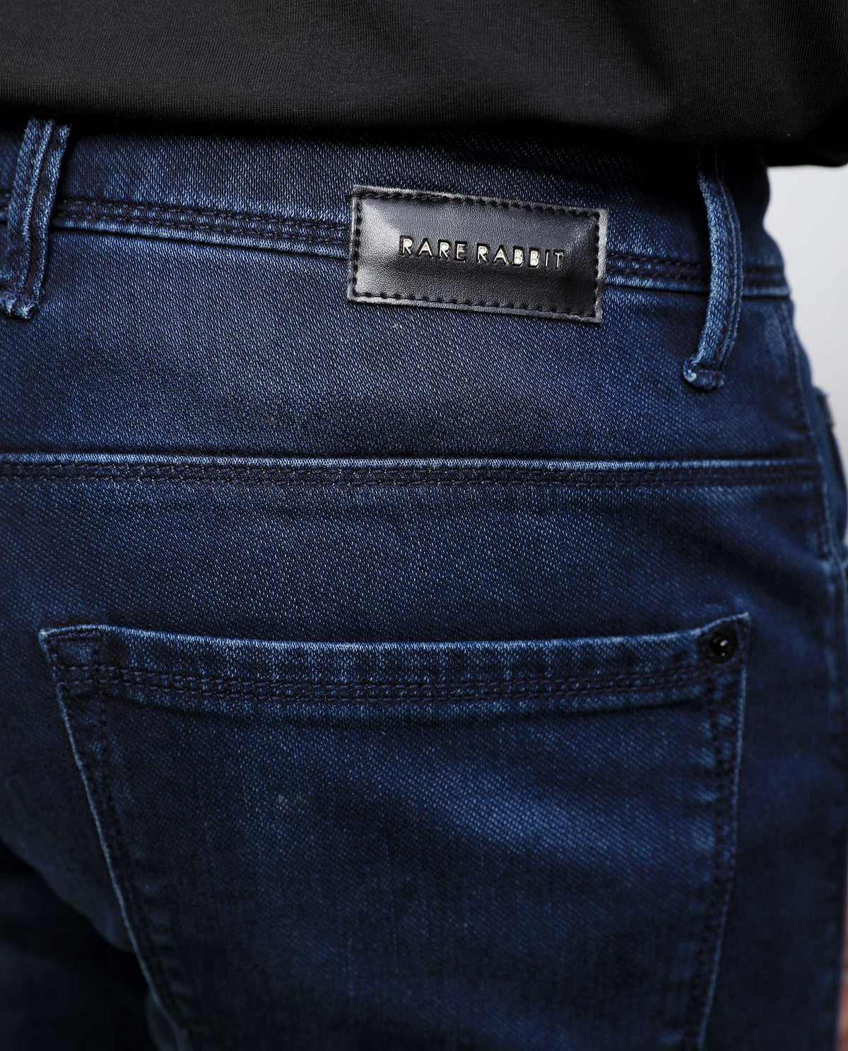 Rare Rabbit Men's Chevillon Dark Navy Dark Wash Mid-Rise Slim Fit Jeans