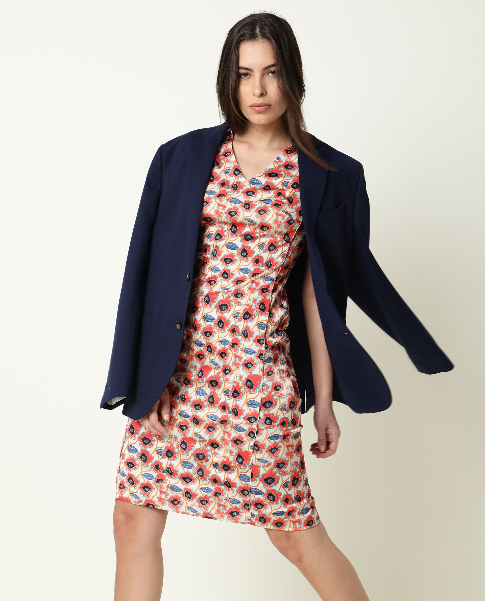 Rareism Women Orleans Beige Shirt Collar Cap Sleeves Mini Dress