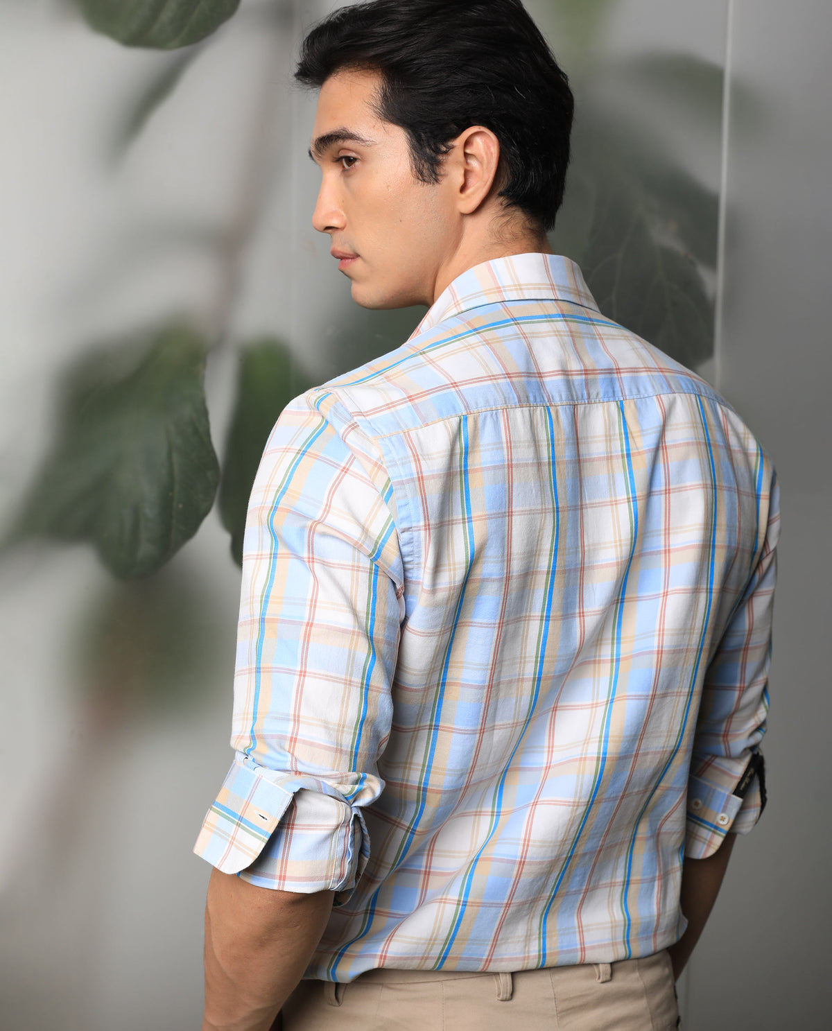 Rare Rabbit Men's Campo Blue Shirt Cotton Fabric Full Sleeves Slim Fit