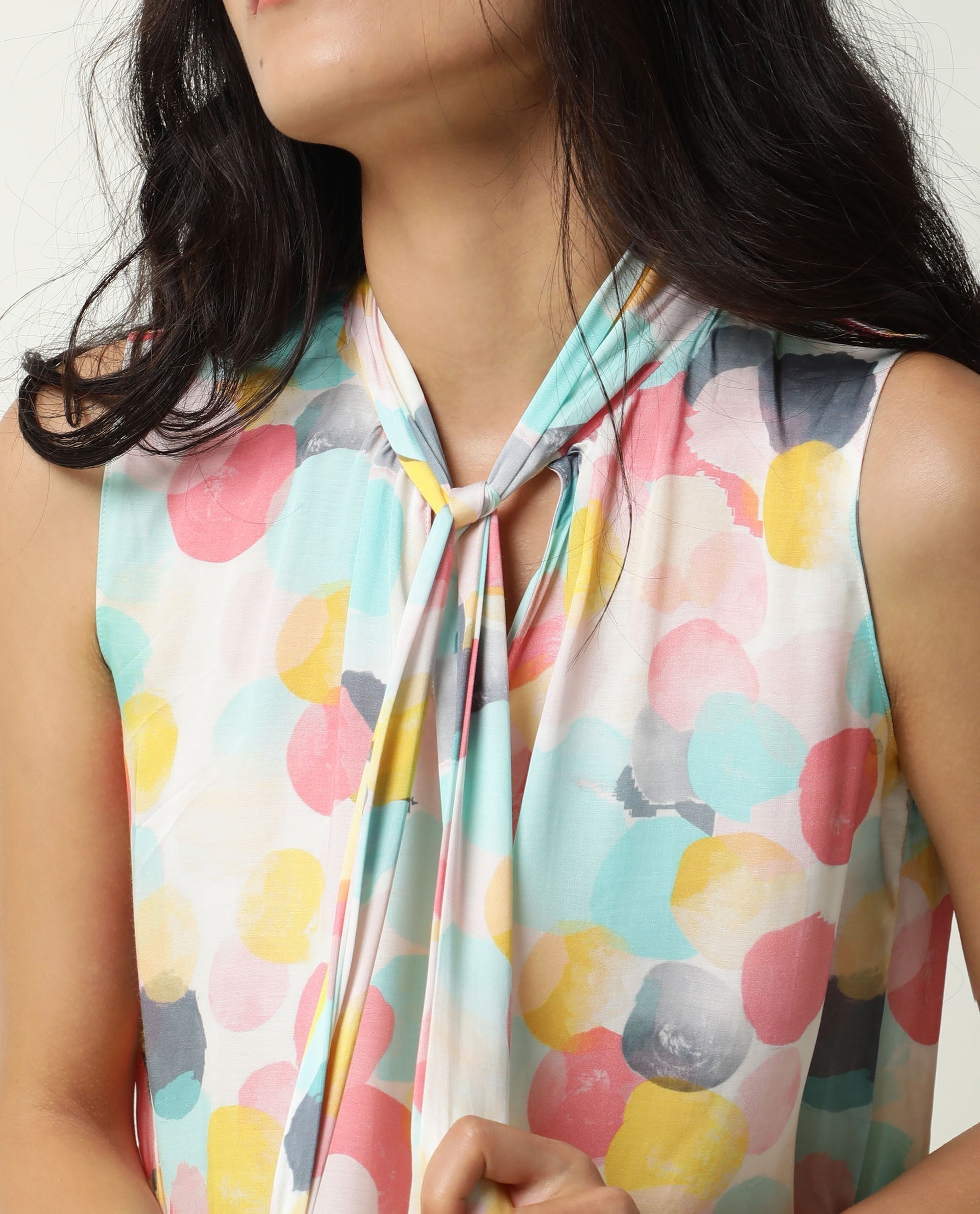 Rareism Womens Isro Pink Top Modal Fabric Regular Fit Sleeveless Mandarin Neck