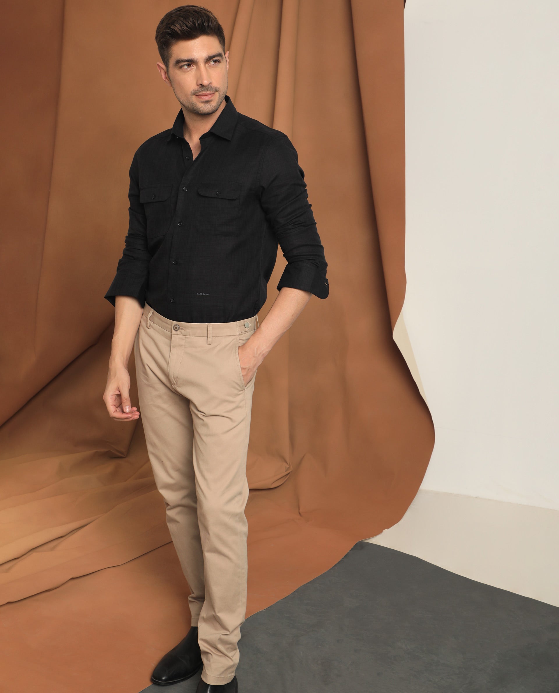 Handsome Man Wearing Black Shirt Brown Stock Photo 746905267  Shutterstock