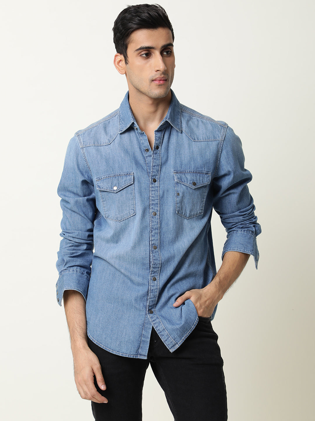 Buy ONLY Blue Washed Denim Shirt - Shirts for Women 1430847 | Myntra