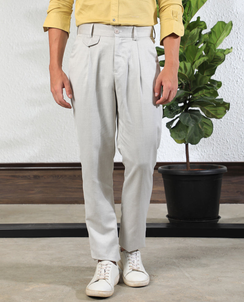 Linen Blend Suit Pants in Oat  Hallensteins NZ